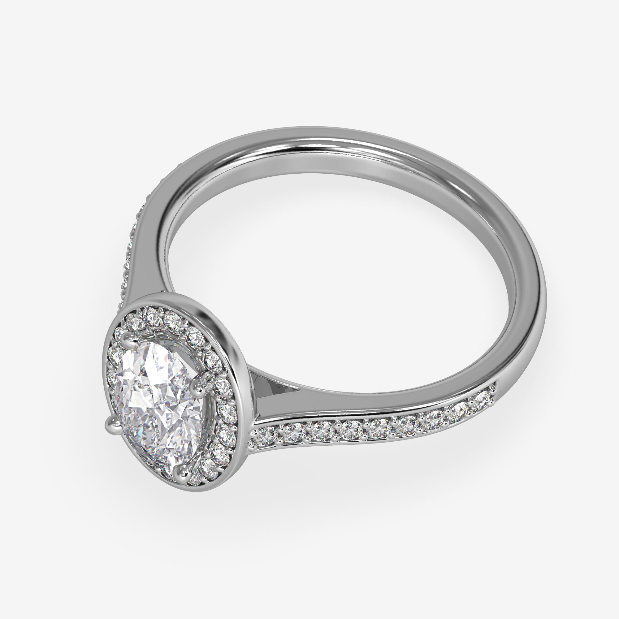 CJ-0060 halo ring - engagement ring - rose gold-coloured 3D print model_8