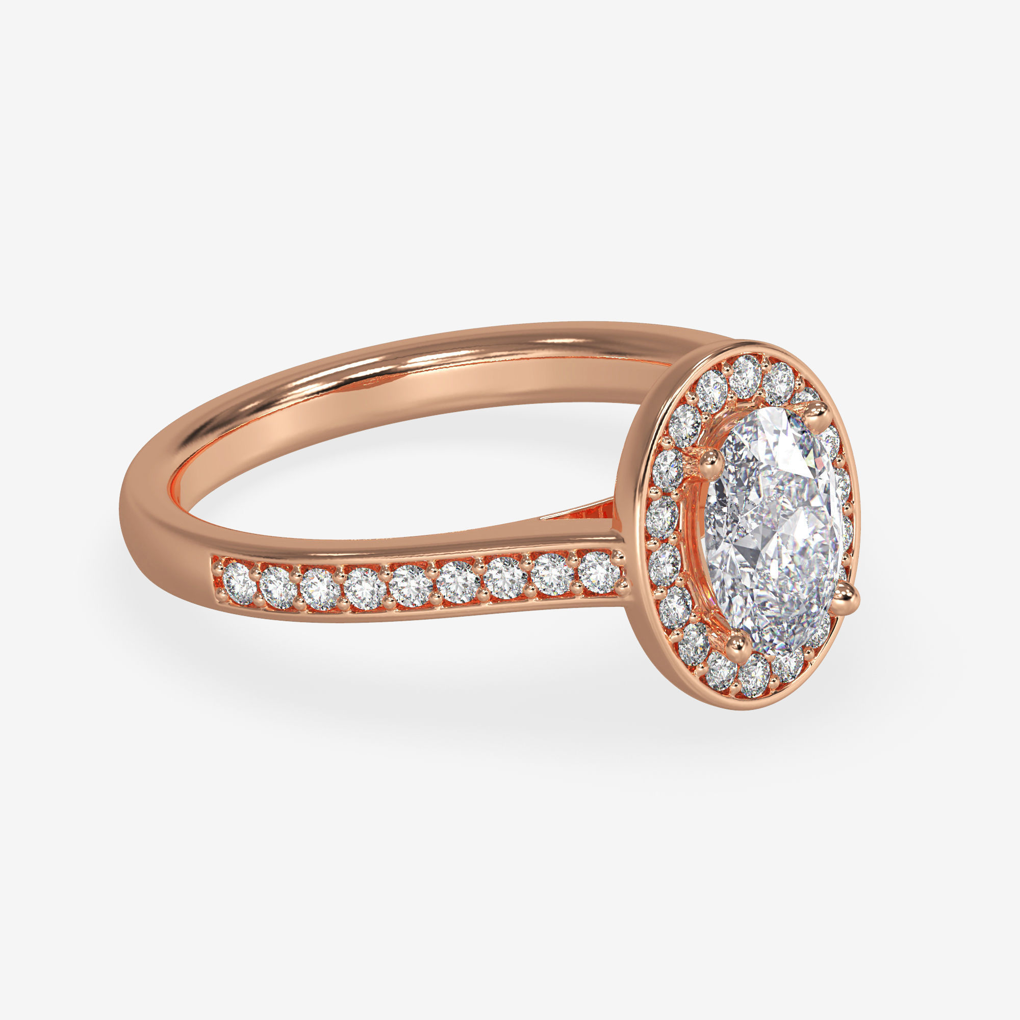 CJ-0060 halo ring - engagement ring - rose gold-coloured 3D print model_1