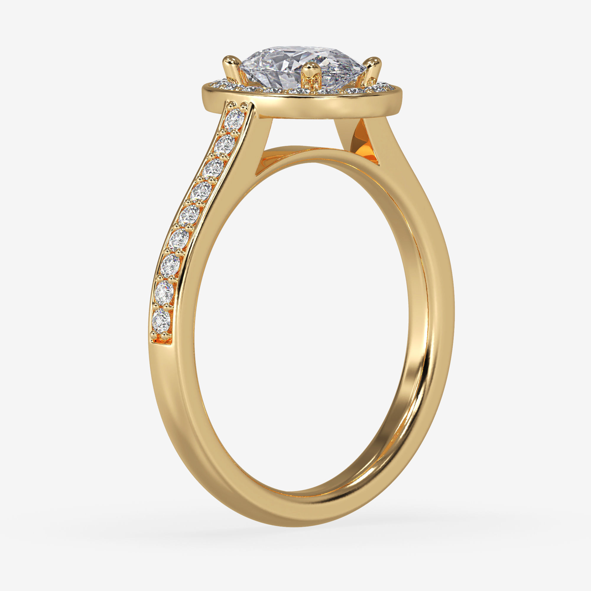 CJ-0060 halo ring - engagement ring - rose gold-coloured 3D print model_12