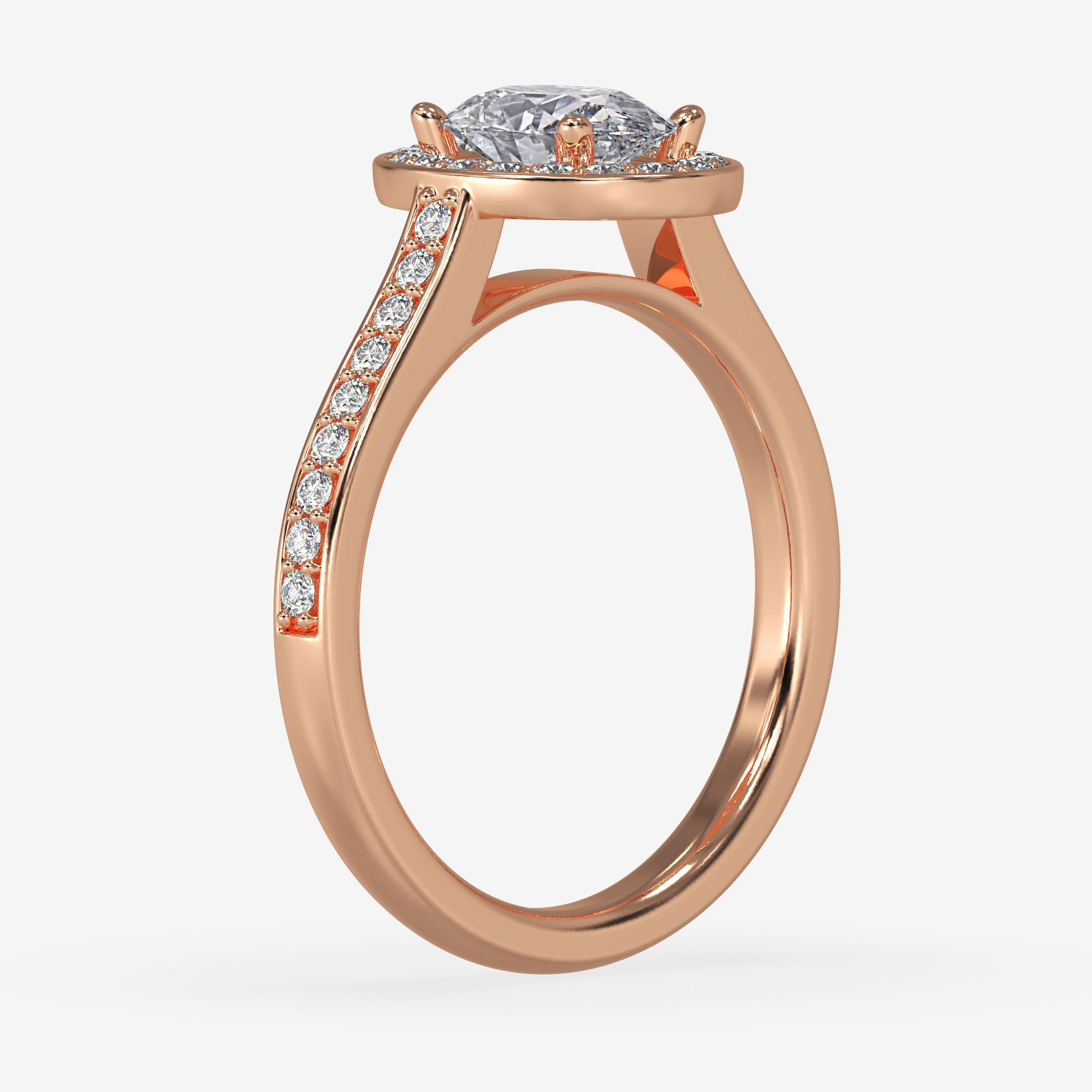 CJ-0060 halo ring - engagement ring - rose gold-coloured 3D print model_6
