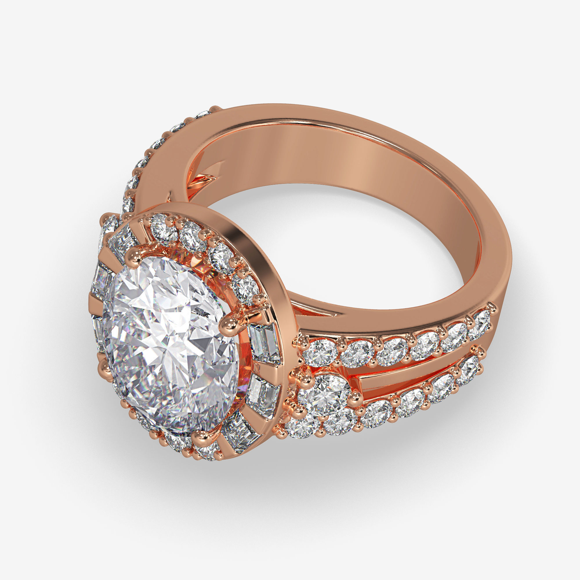CJ-0058 engagement ring in rose gold 3D print model_5