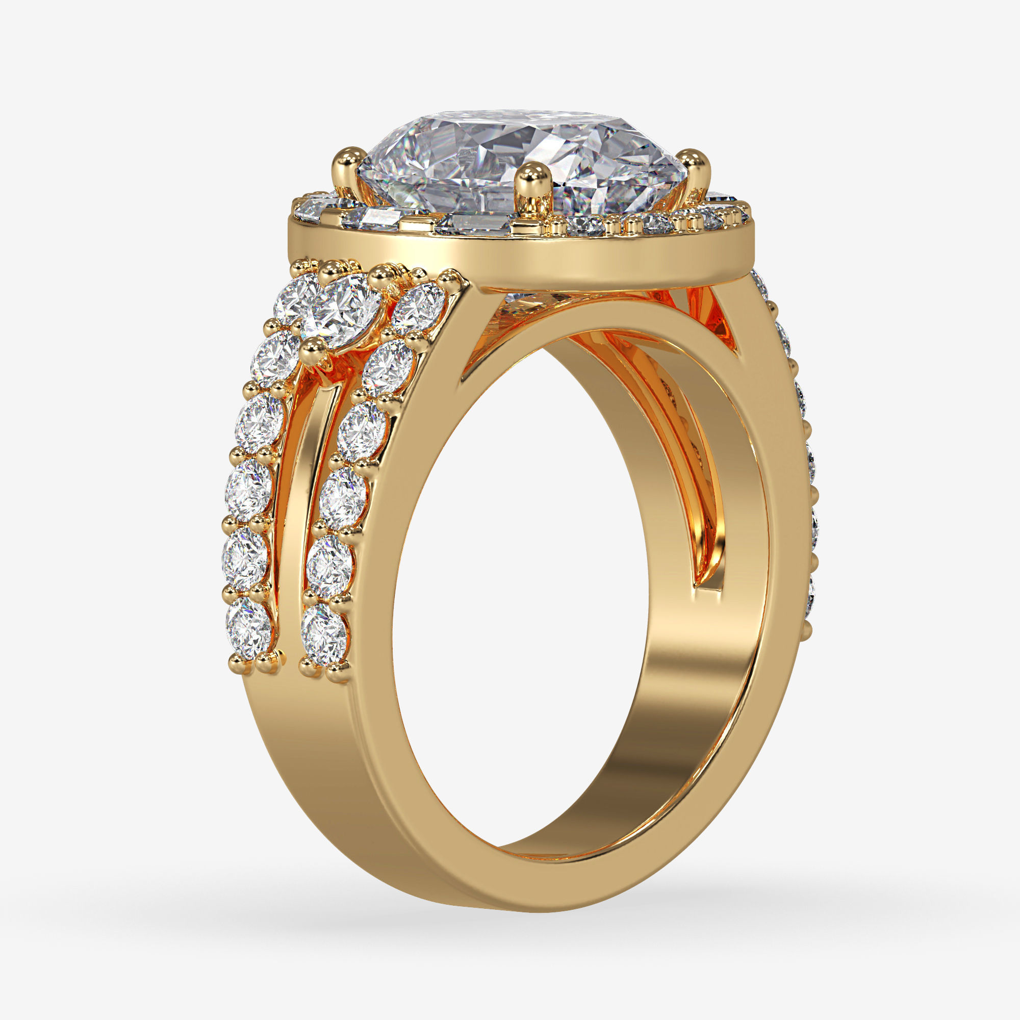 CJ-0058 engagement ring in rose gold 3D print model_12