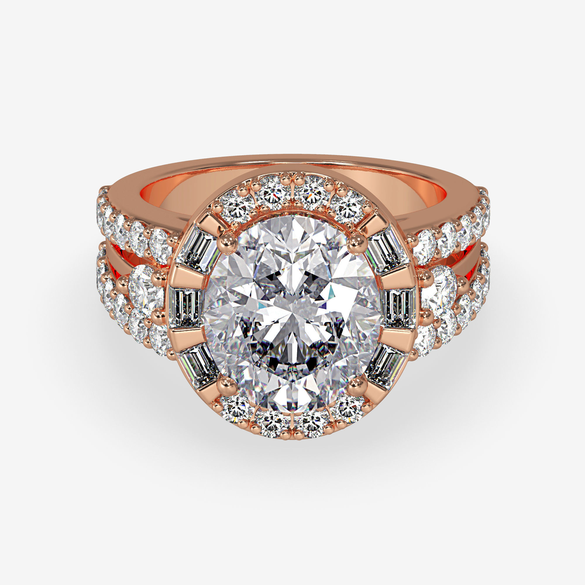 CJ-0058 engagement ring in rose gold 3D print model_4