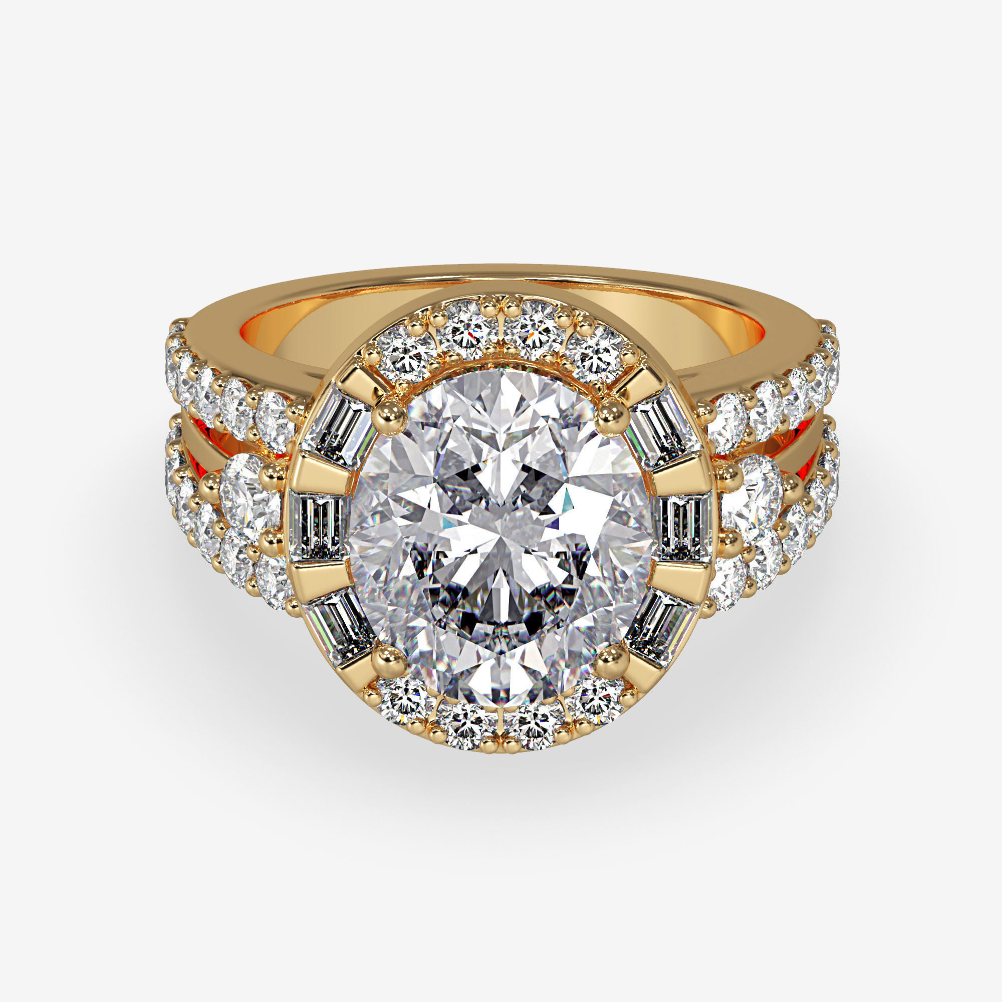 CJ-0058 engagement ring in rose gold 3D print model_10