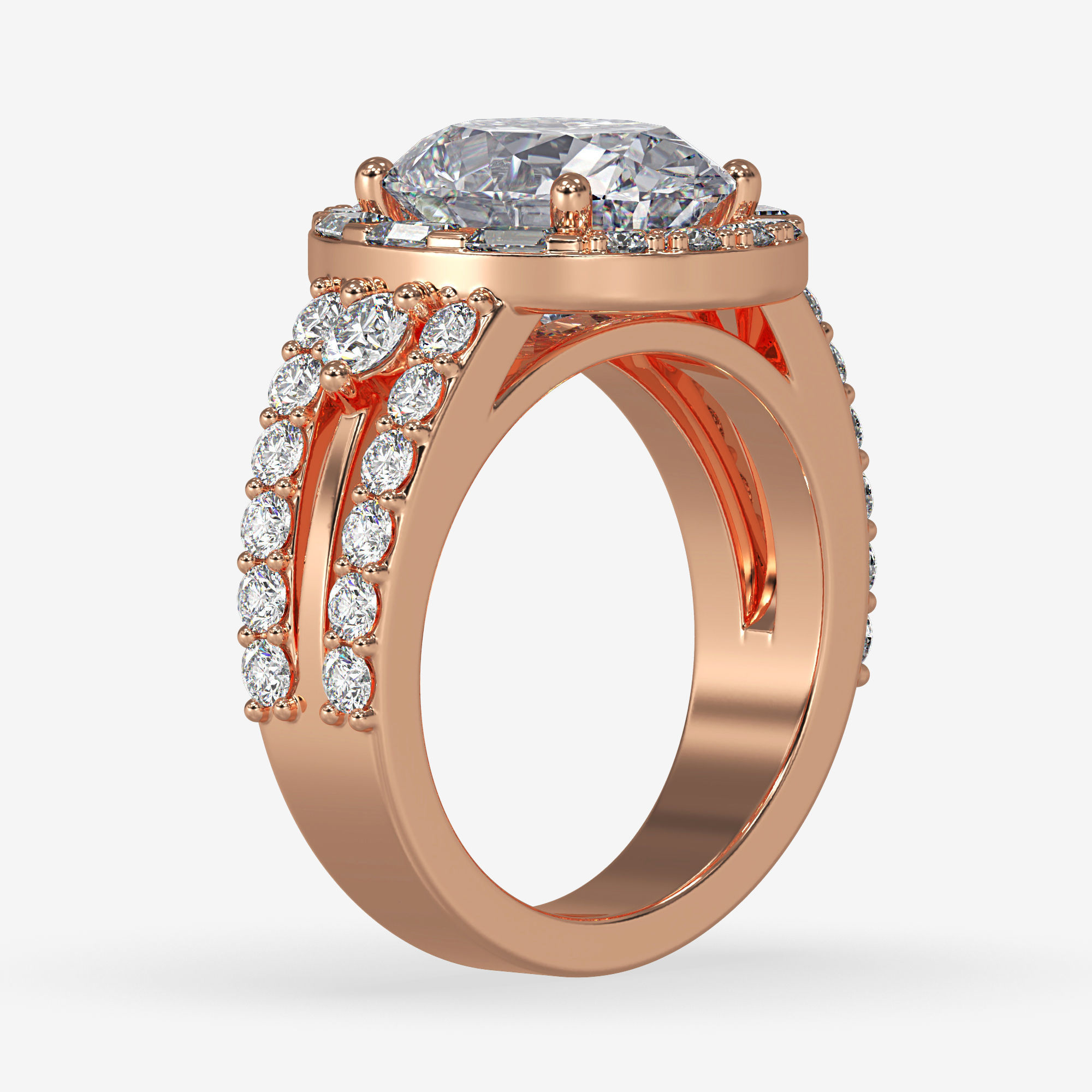 CJ-0058 engagement ring in rose gold 3D print model_6