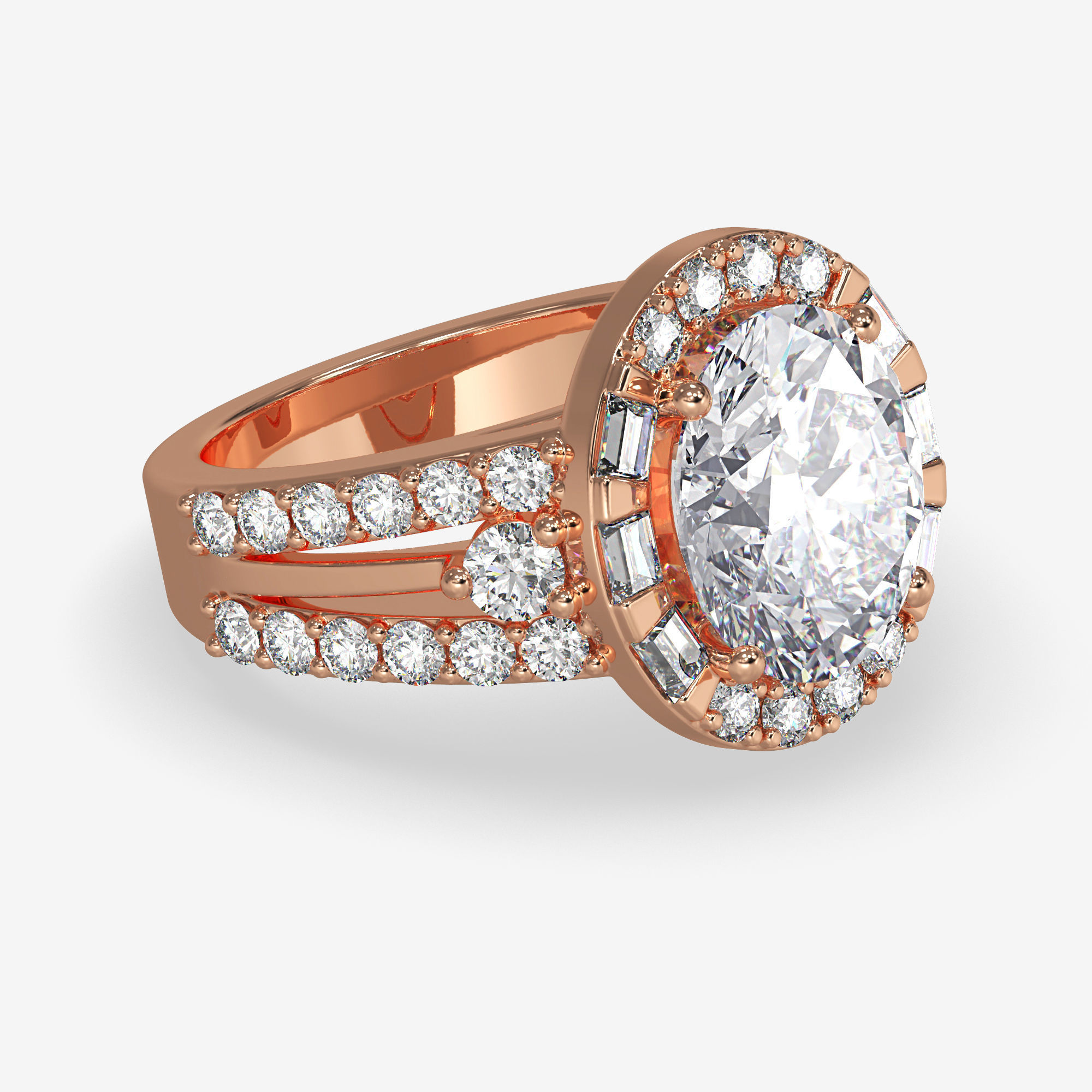 CJ-0058 engagement ring in rose gold 3D print model_1