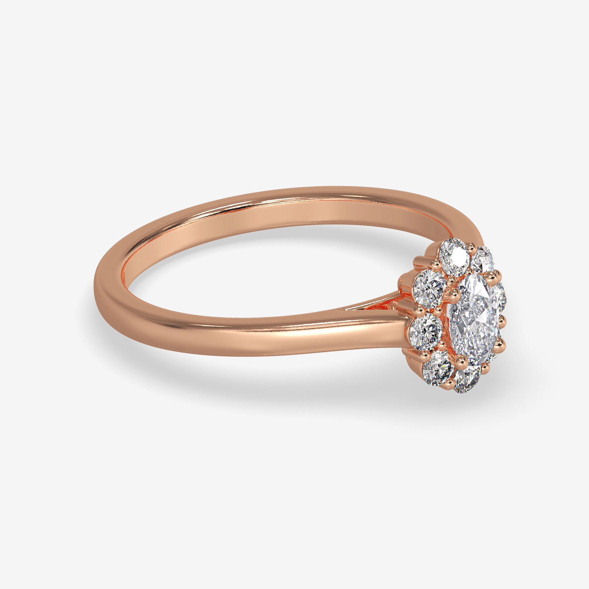 CJ-0056 oval diamond ring gold 3D print model_1