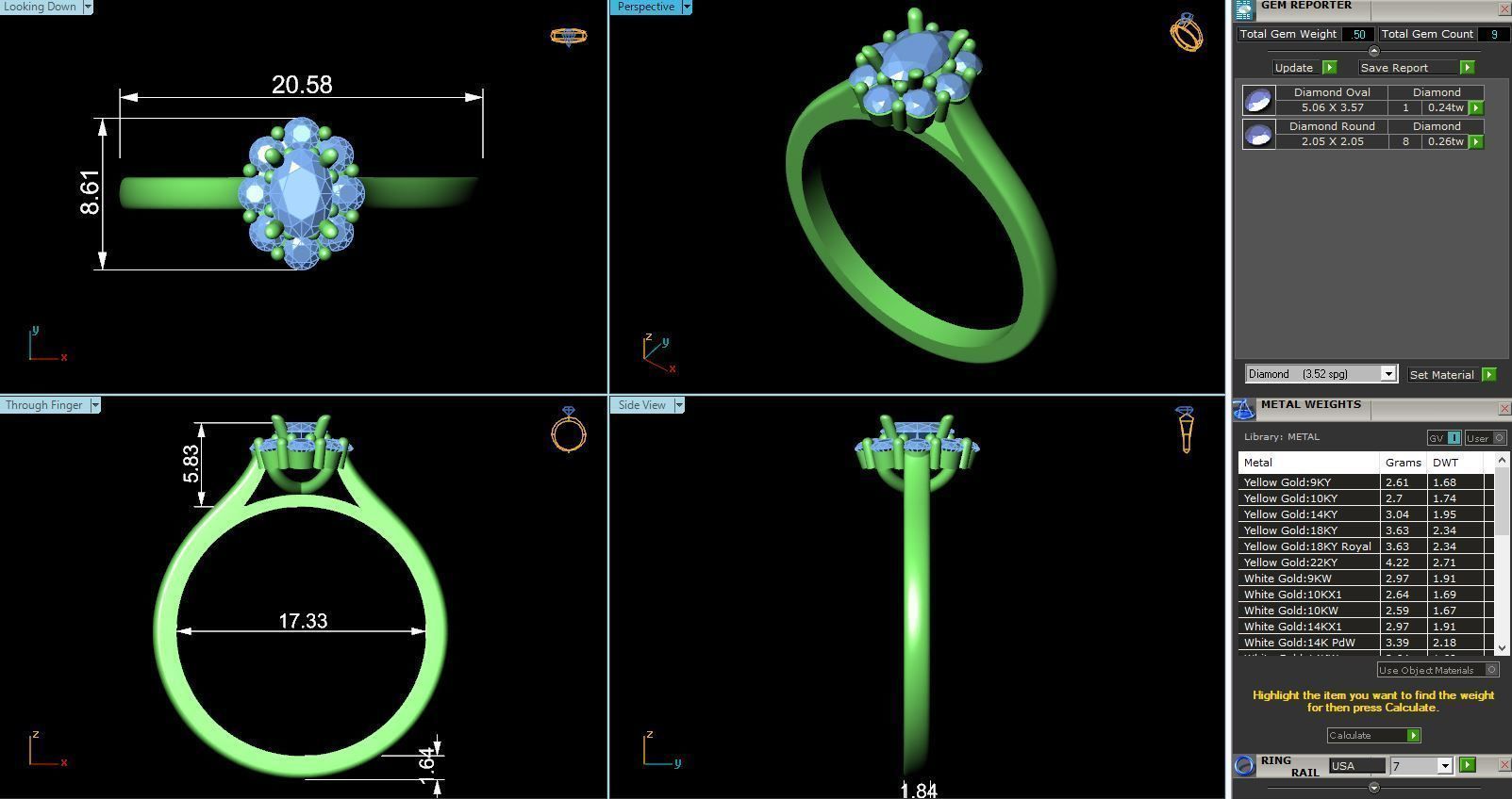 CJ-0056 oval diamond ring gold 3D print model_3