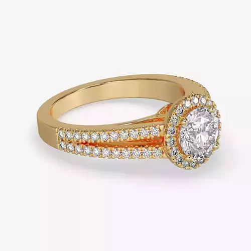CJ-0051 gold engagement ring with diamonds 3D print model