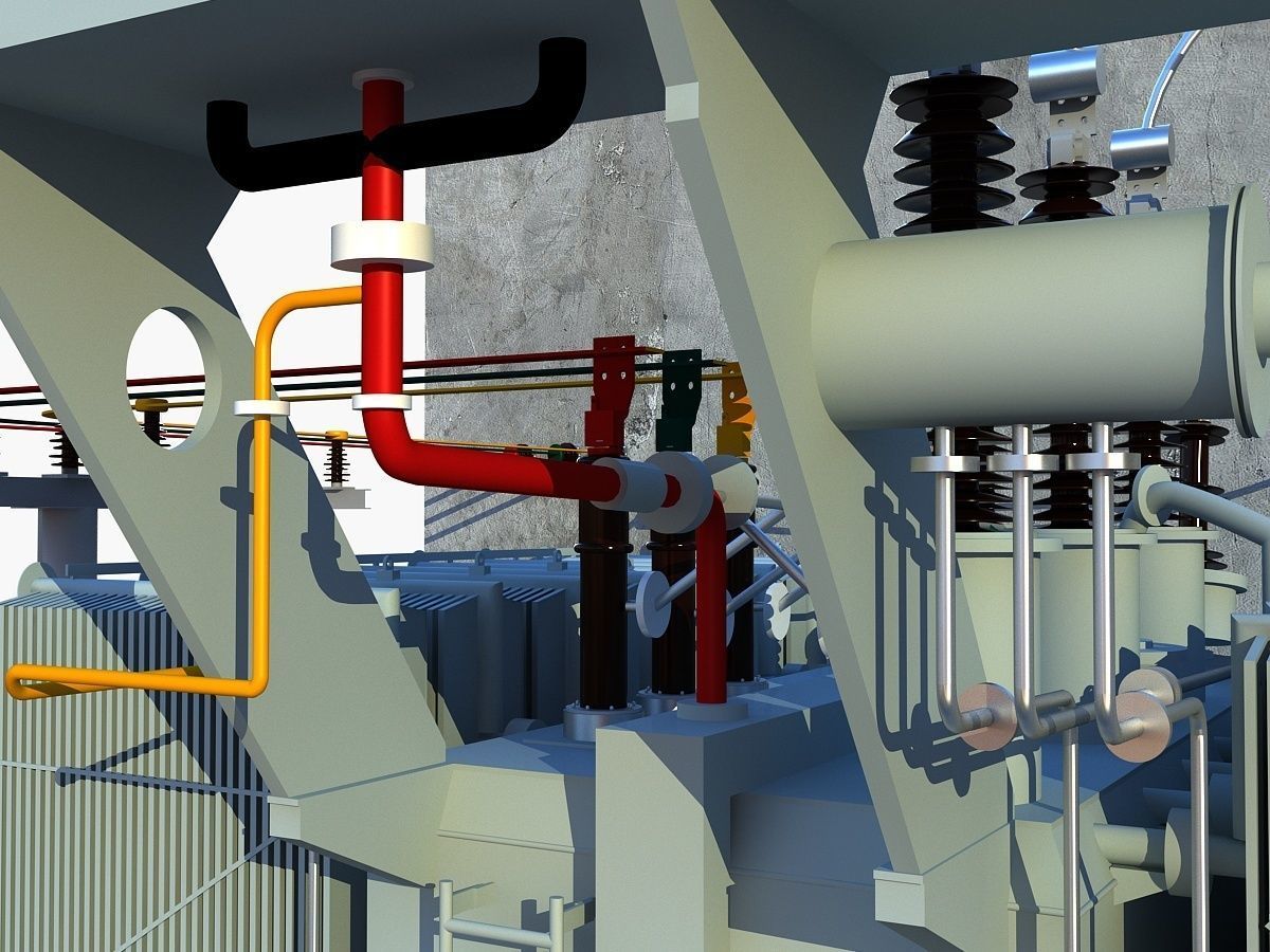 Transformer electrical with fence 3D model_7
