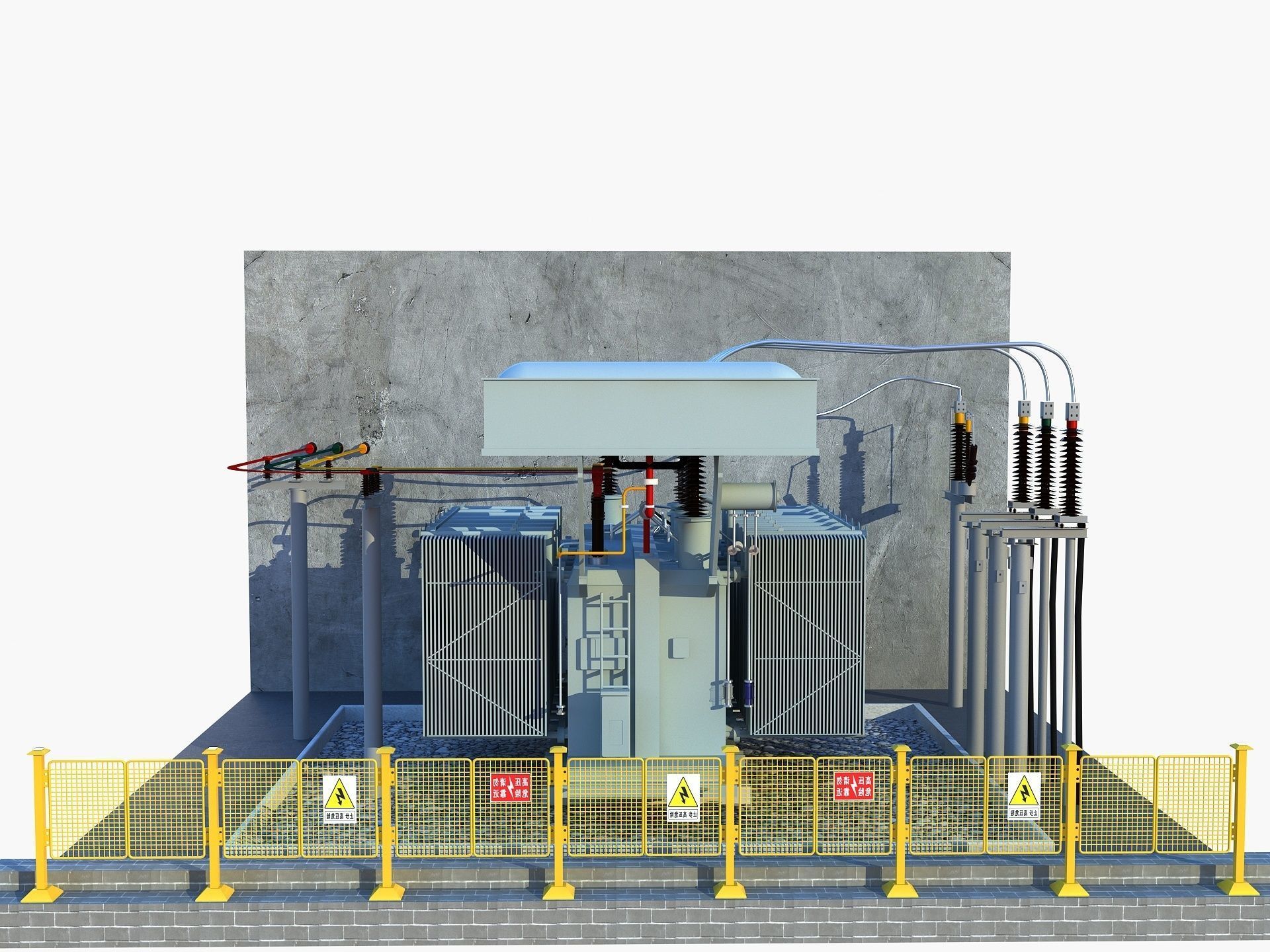 Transformer electrical with fence 3D model_2