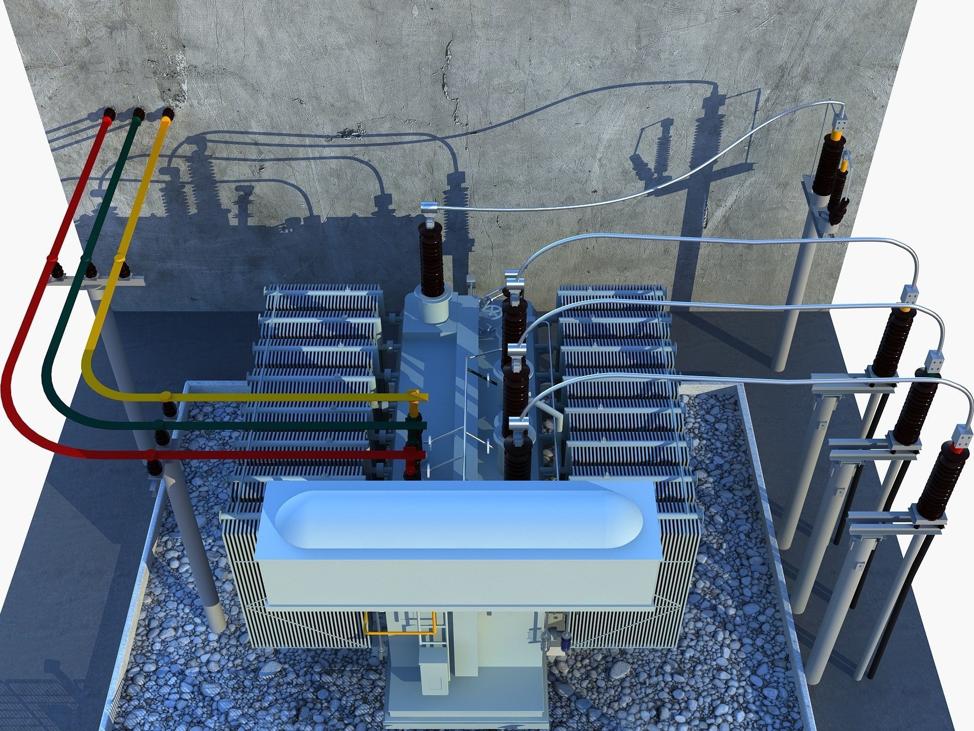 Transformer electrical with fence 3D model_5