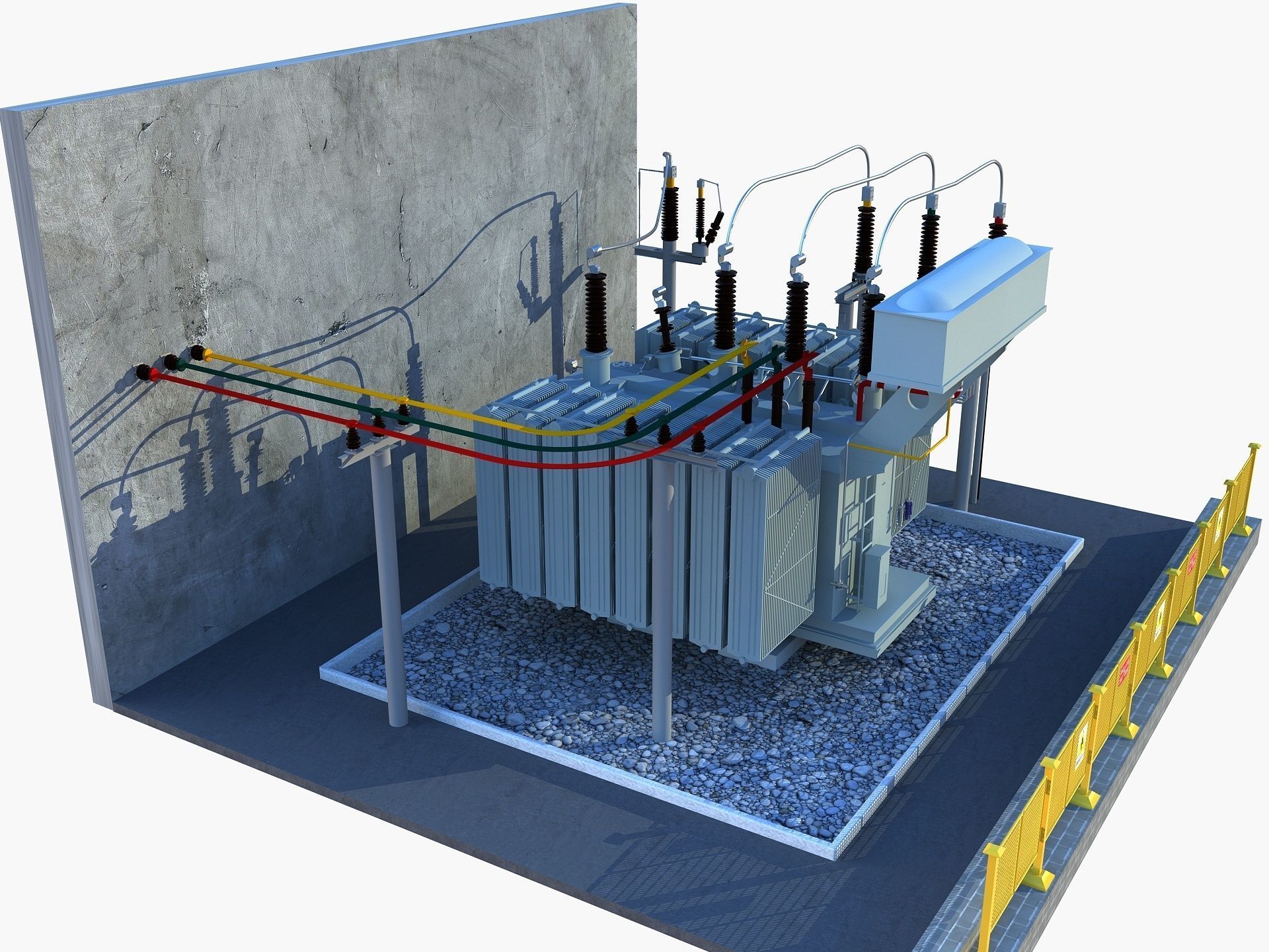 Transformer electrical with fence 3D model_3