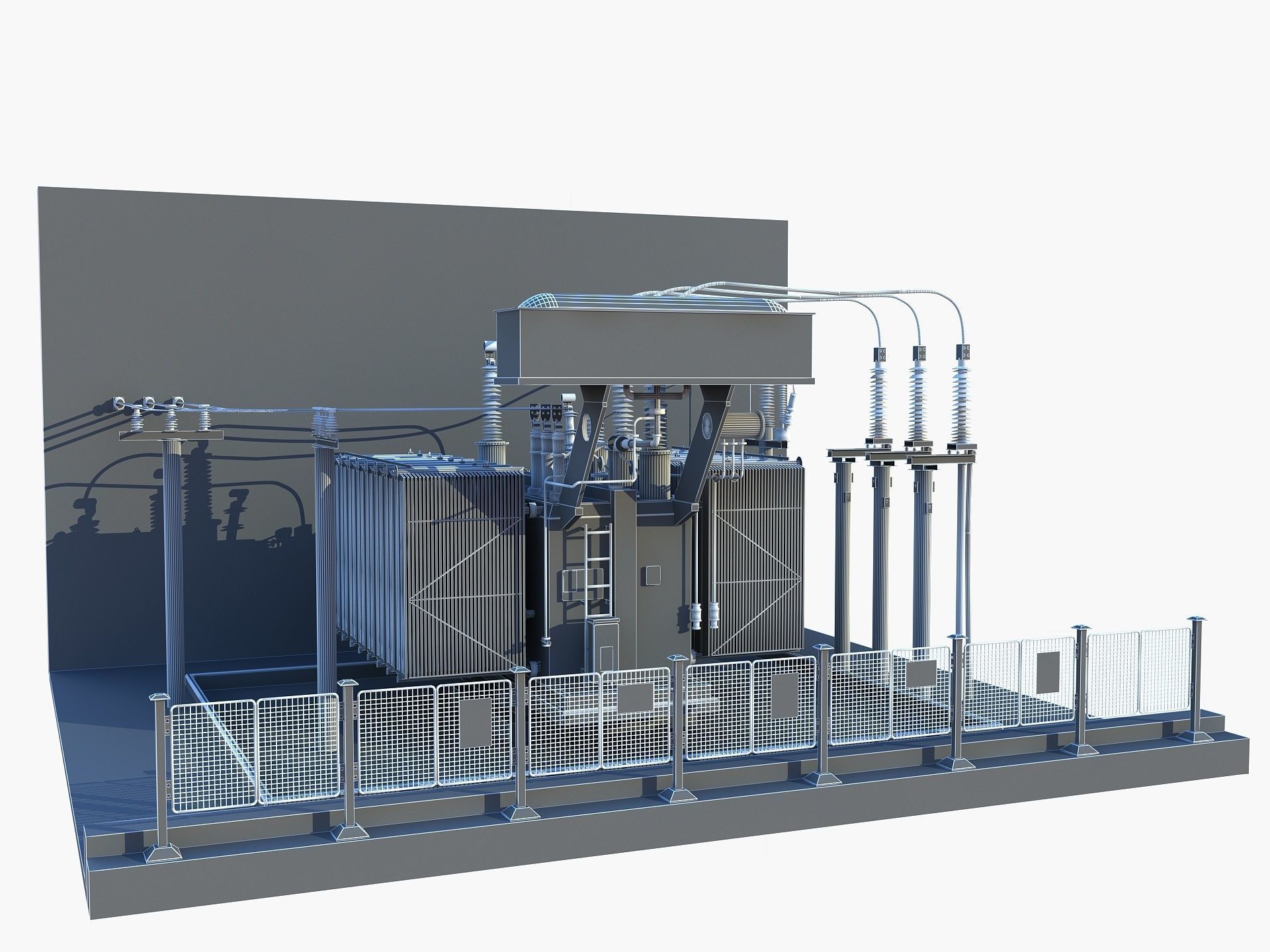 Transformer electrical with fence 3D model_13