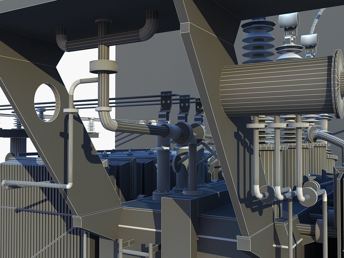 Transformer electrical with fence 3D model_19