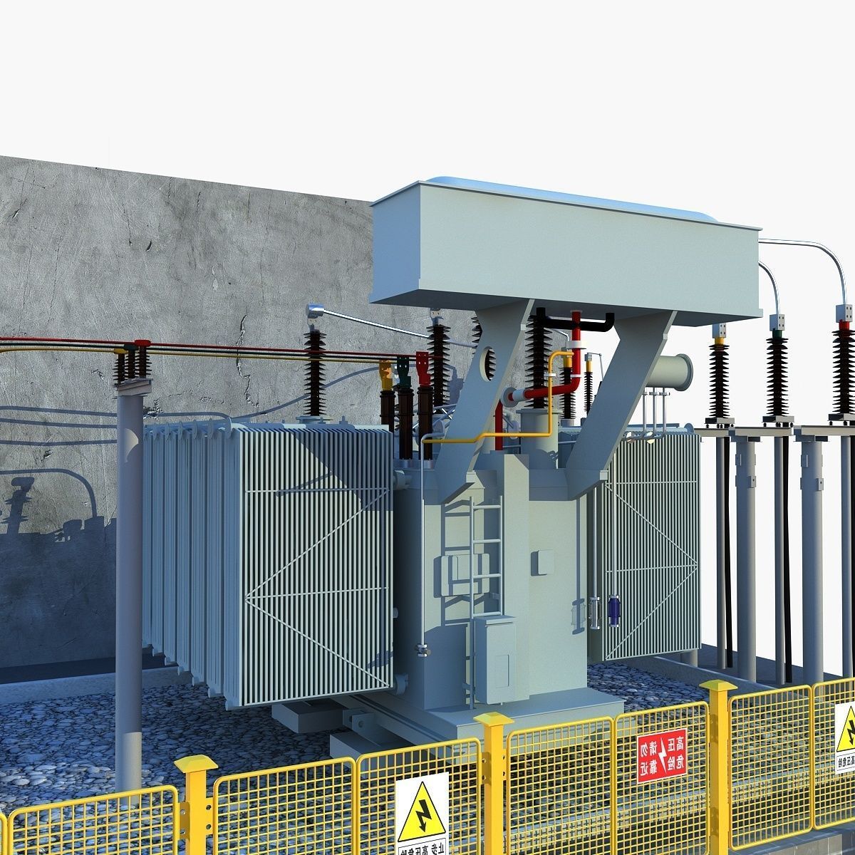 Transformer electrical with fence 3D model_11