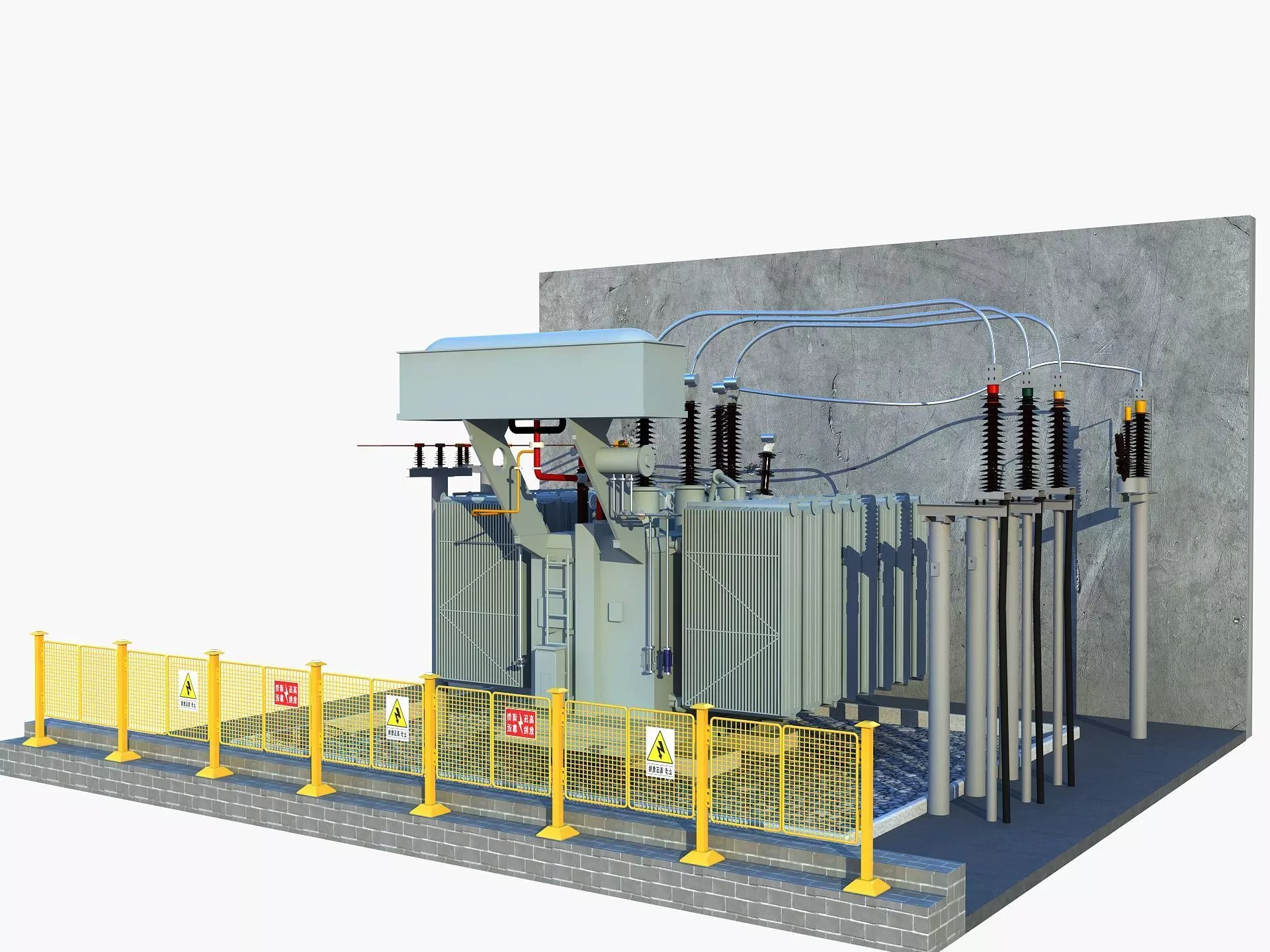 Transformer electrical with fence 3D model_0