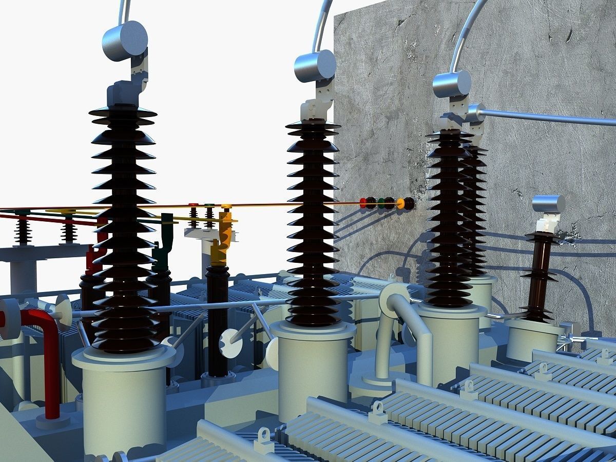 Transformer electrical with fence 3D model_8