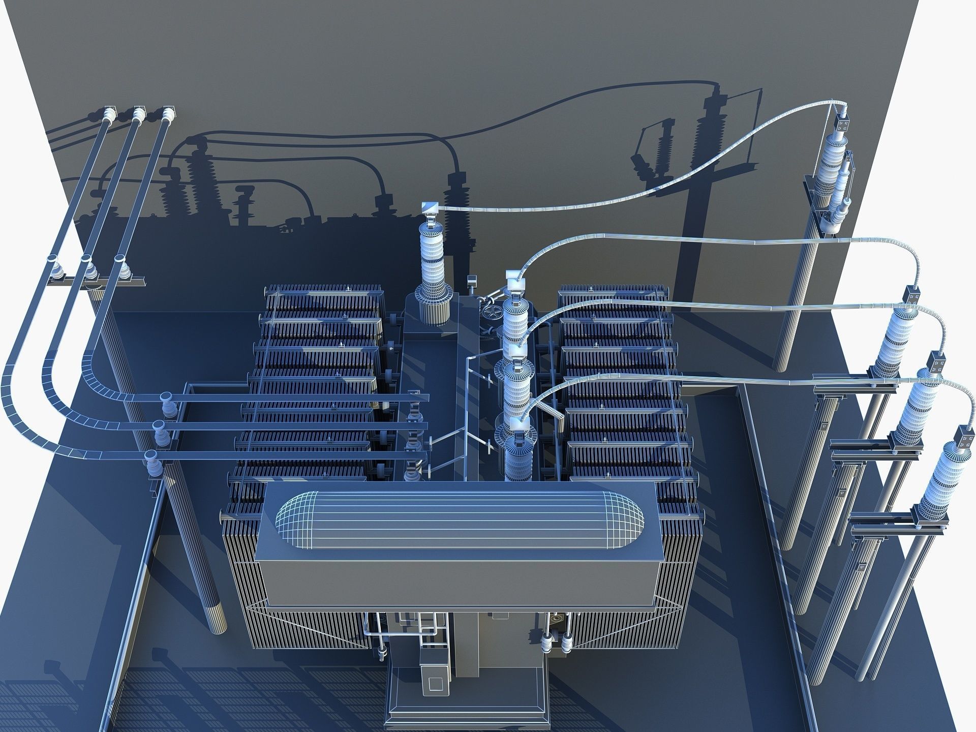 Transformer electrical with fence 3D model_17