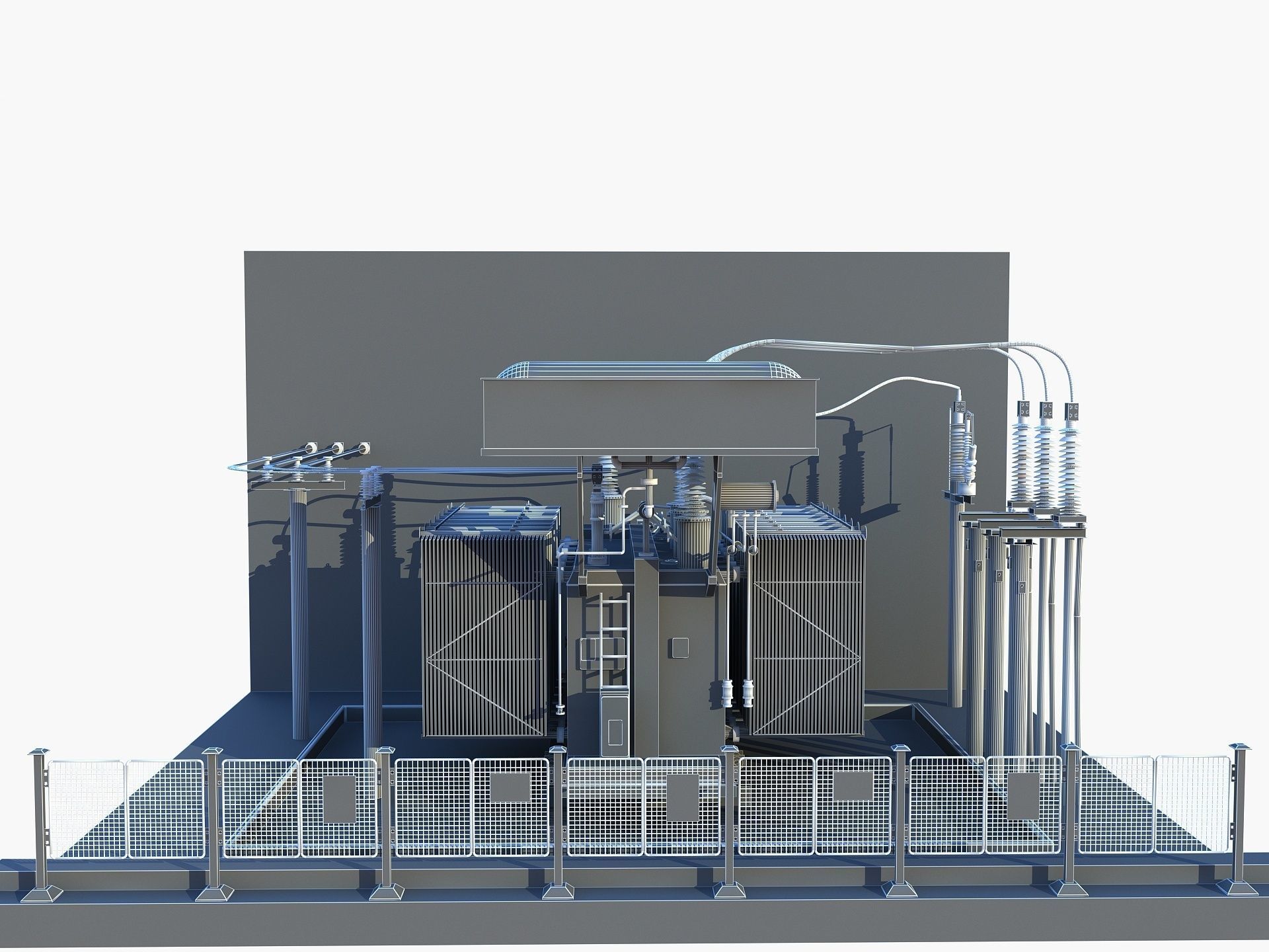 Transformer electrical with fence 3D model_15