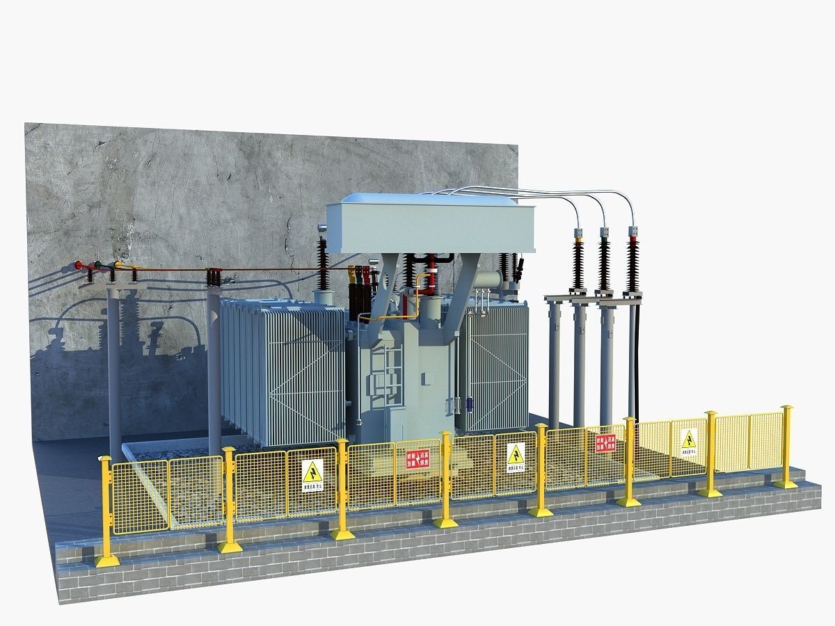 Transformer electrical with fence 3D model_1
