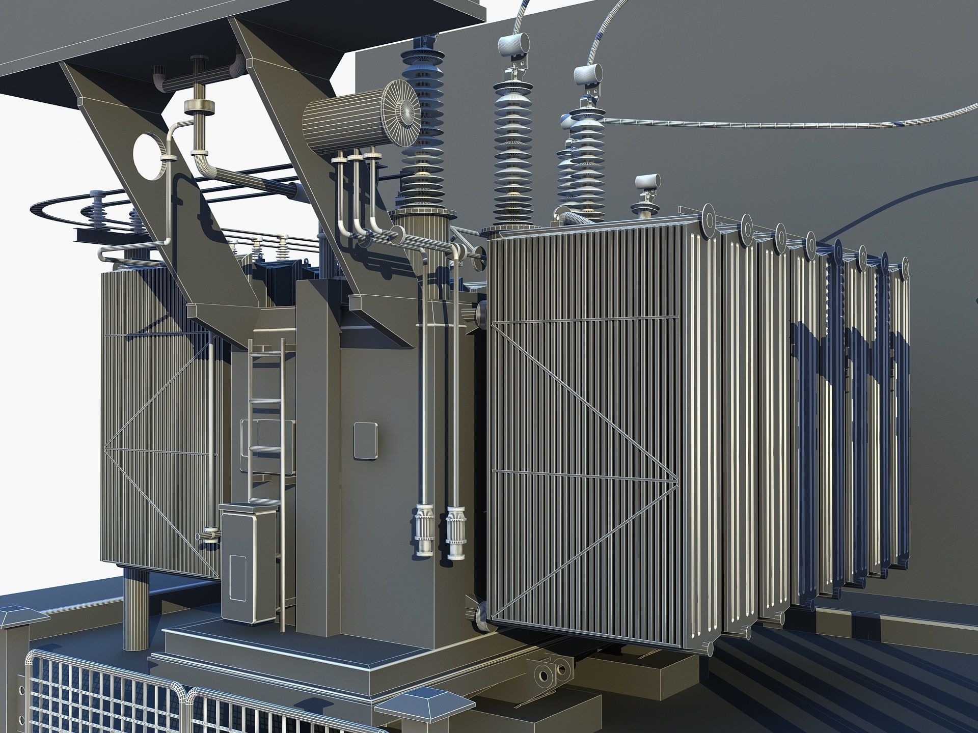 Transformer electrical with fence 3D model_18