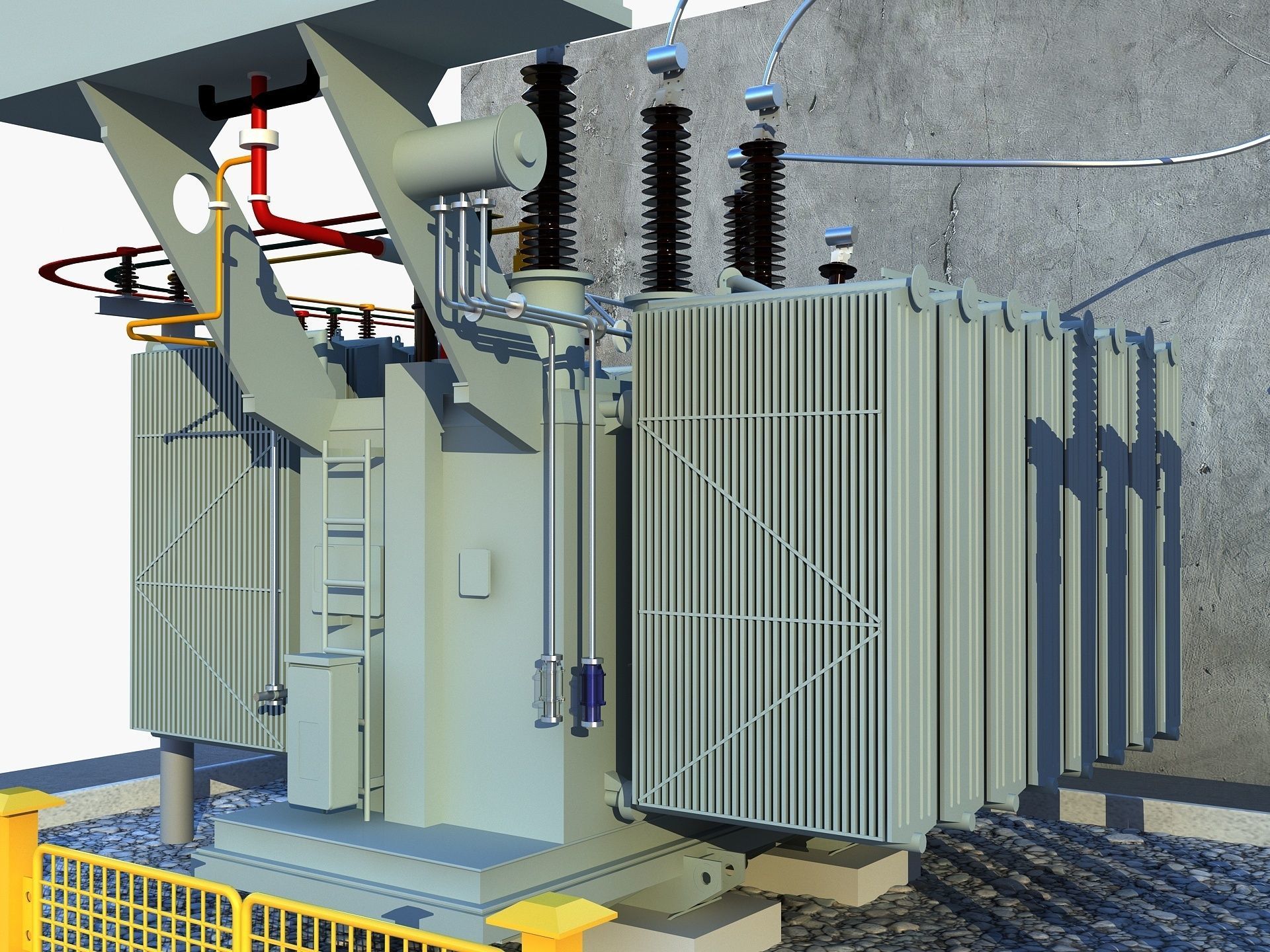 Transformer electrical with fence 3D model_6