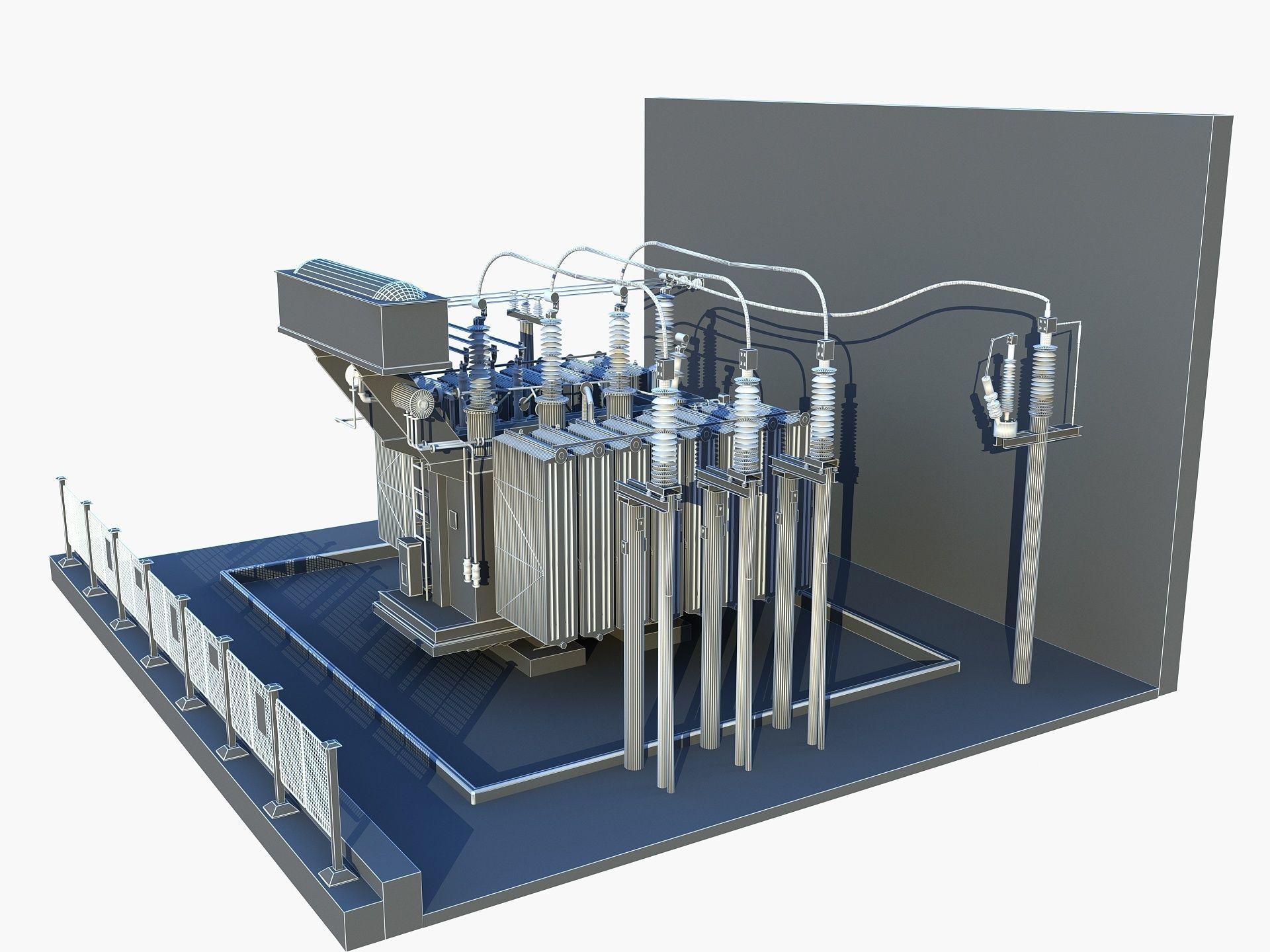 Transformer electrical with fence 3D model_16