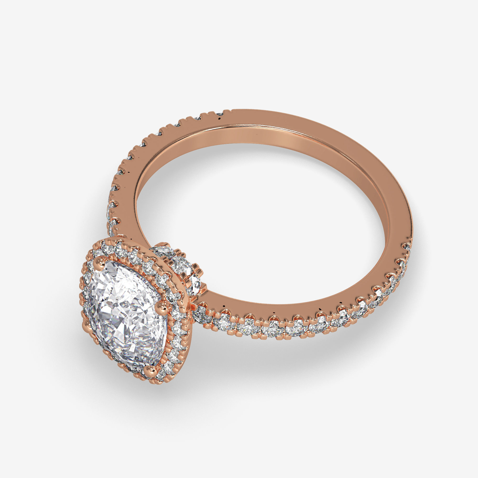 CJ-0148 cushion cut diamond engagement ring in rose gold 3D print model_5