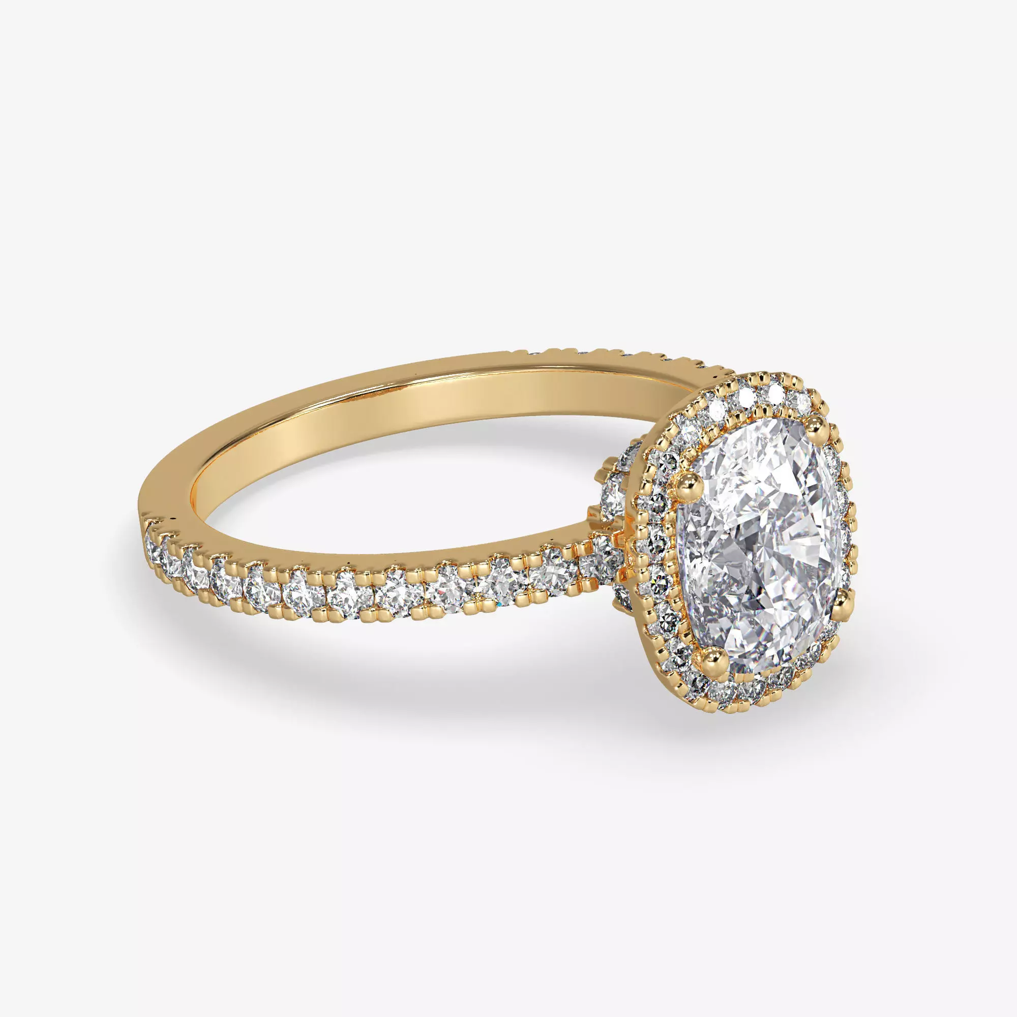 CJ-0148 cushion cut diamond engagement ring in rose gold 3D print model_0