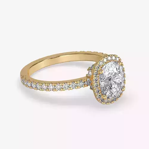 CJ-0148 cushion cut diamond engagement ring in rose gold 3D print model