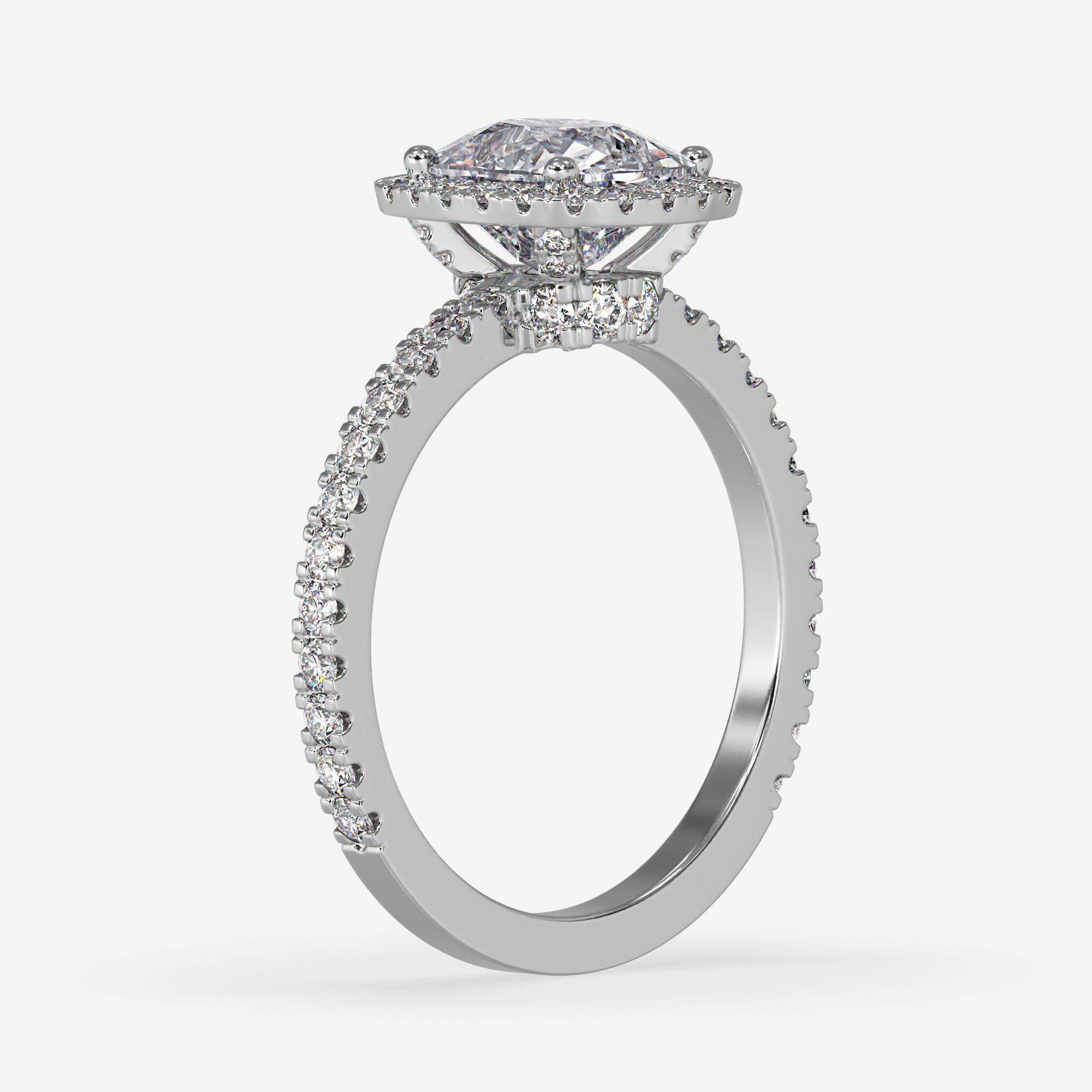 CJ-0148 cushion cut diamond engagement ring in rose gold 3D print model_9