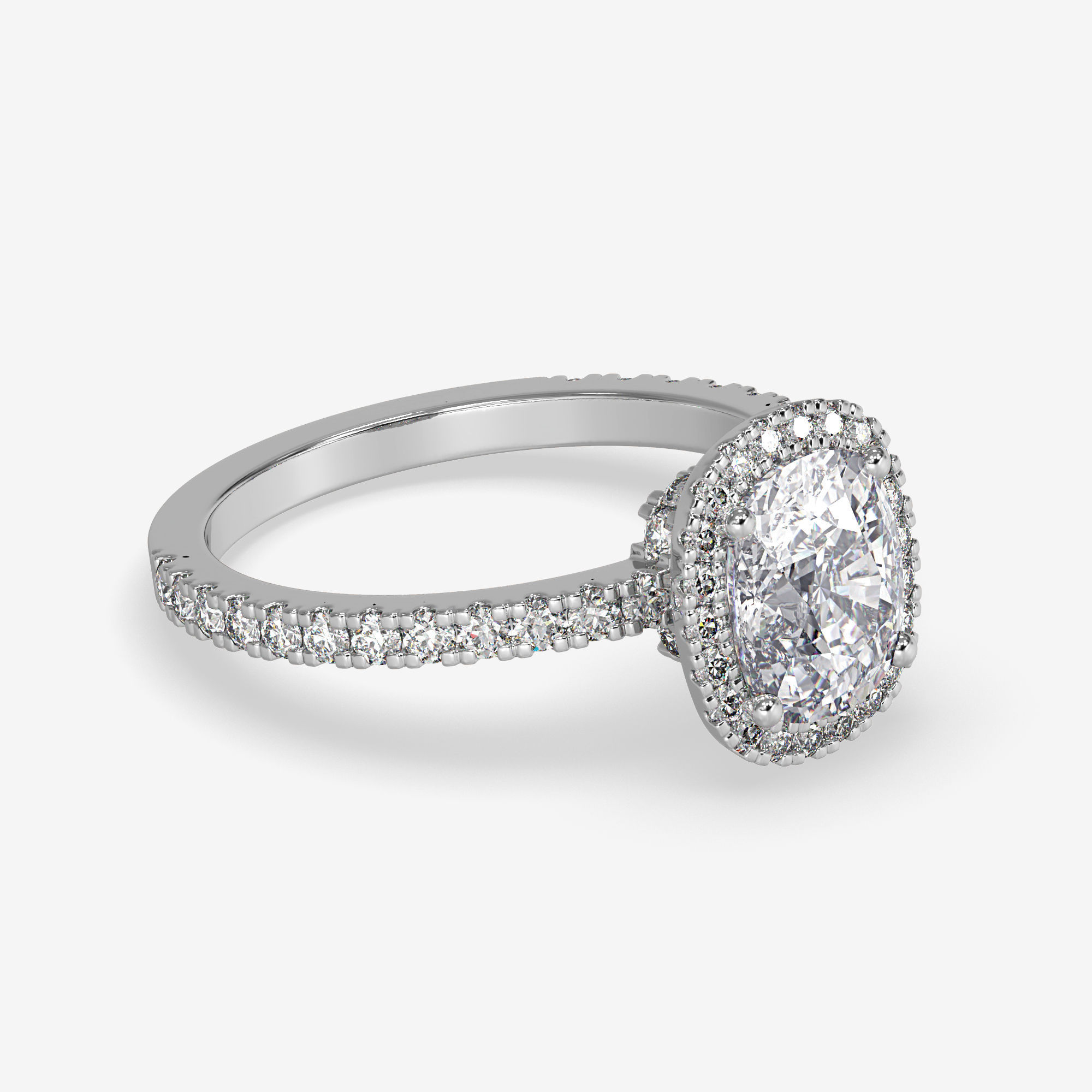 CJ-0148 cushion cut diamond engagement ring in rose gold 3D print model_2