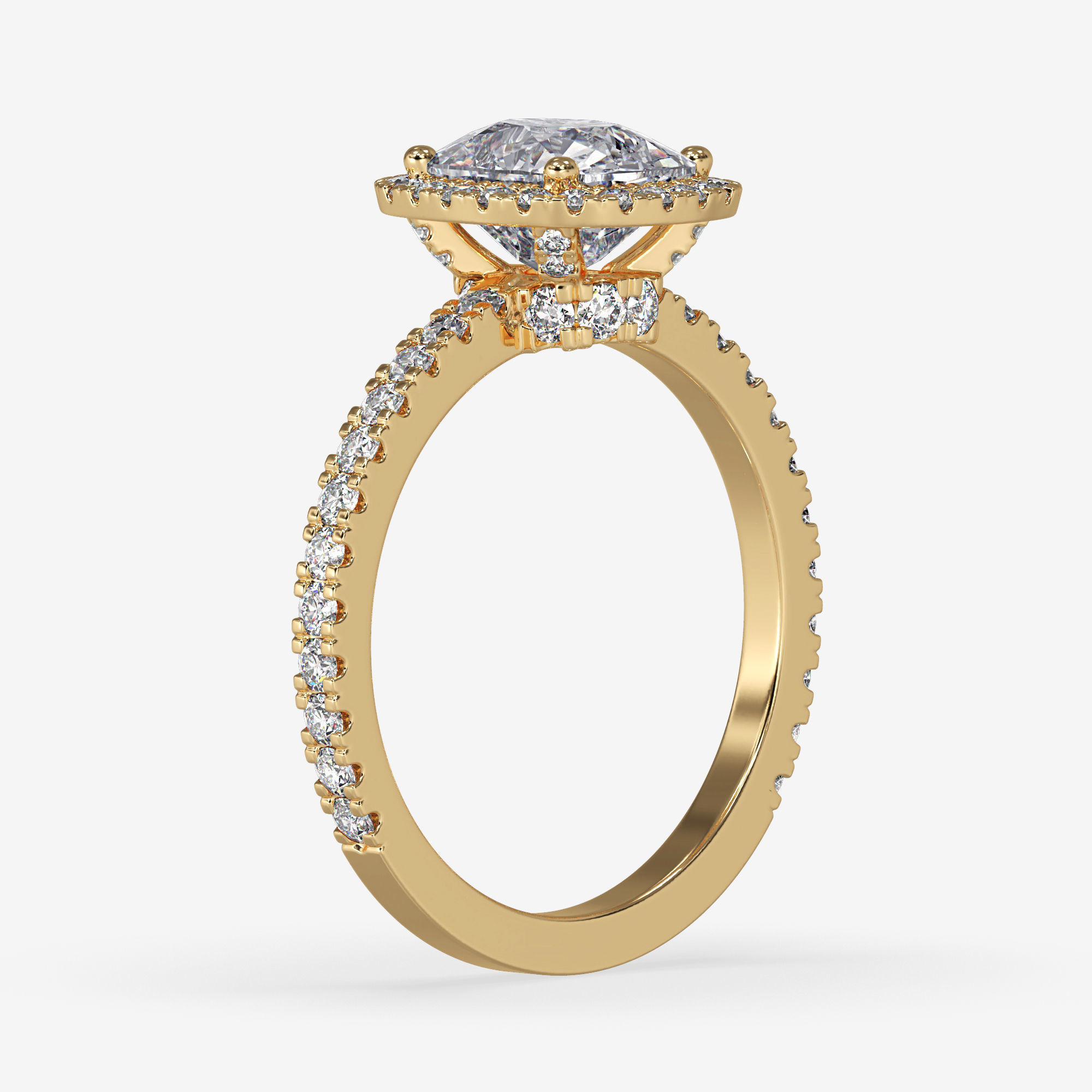 CJ-0148 cushion cut diamond engagement ring in rose gold 3D print model_12