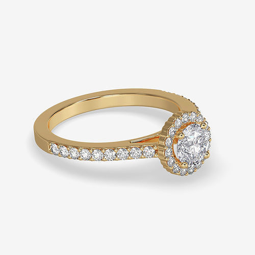 CJ-0147 engagement ring in rose gold 3D print model