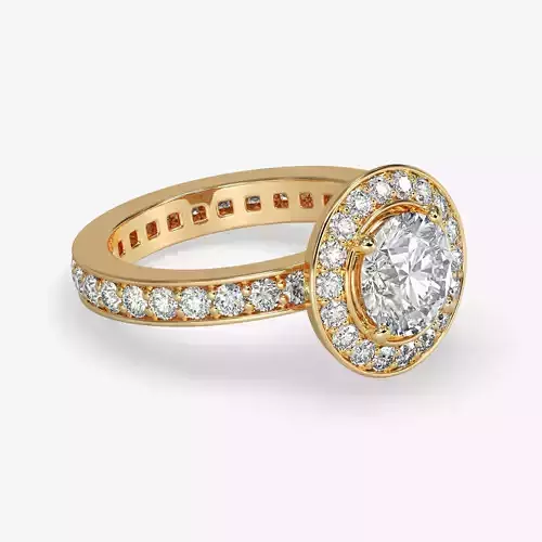 CJ-0146 halo engagement ring in rose gold