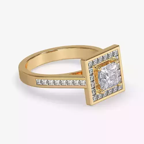 CJ-0145 rose gold engagement ring with square cut diamond