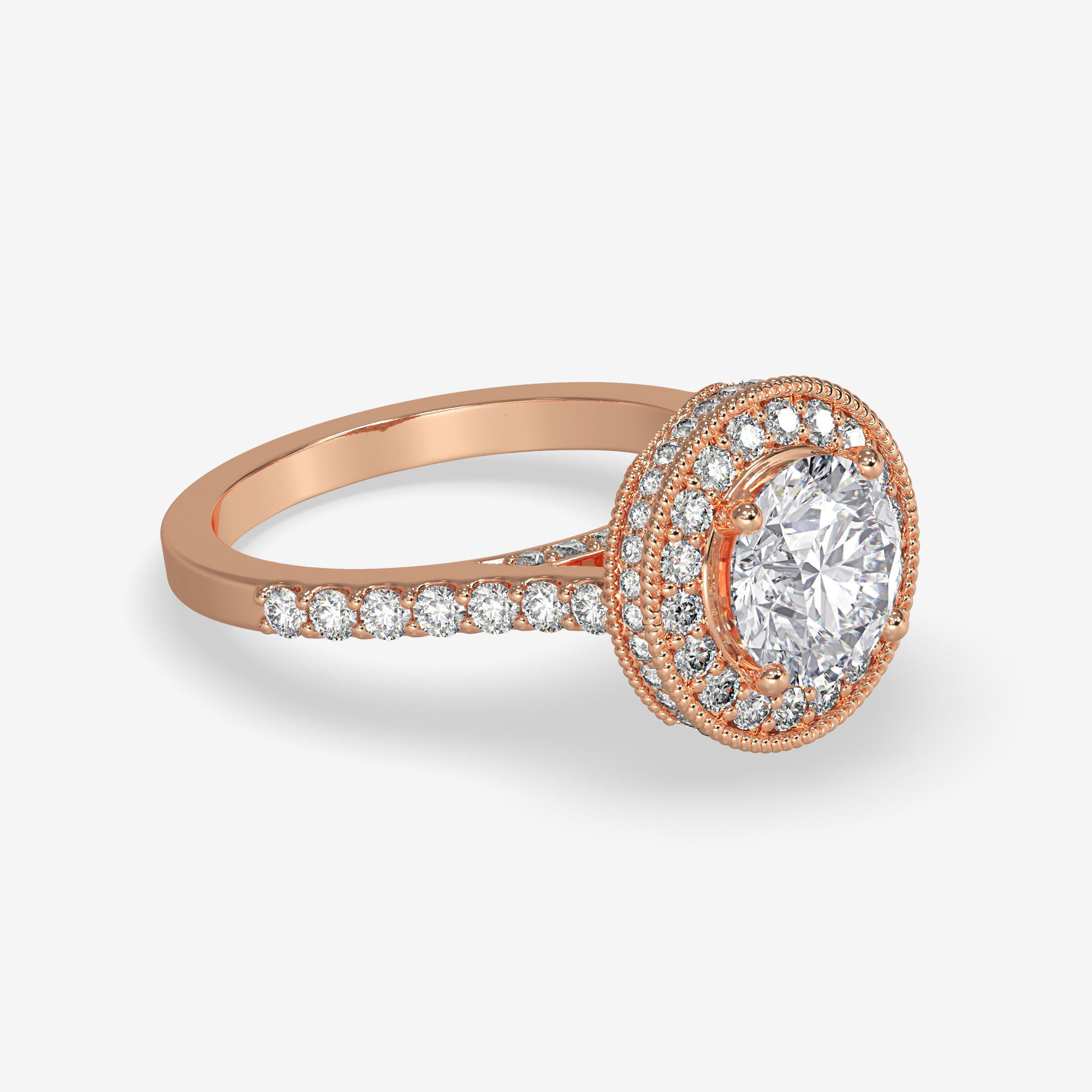 CJ-0143 diamond engagement ring gold 3D print model_1