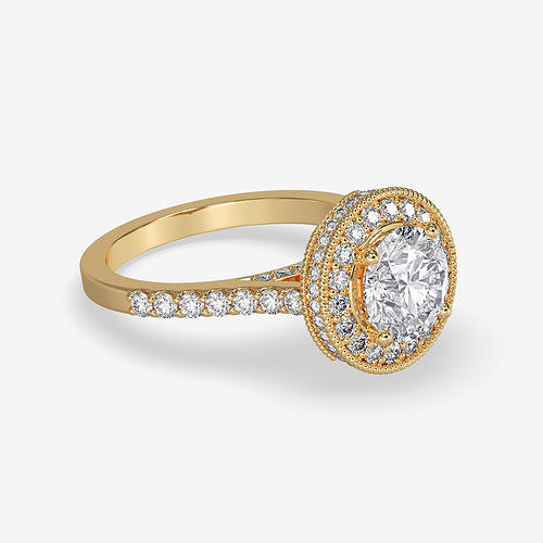 CJ-0143 diamond engagement ring gold 3D print model