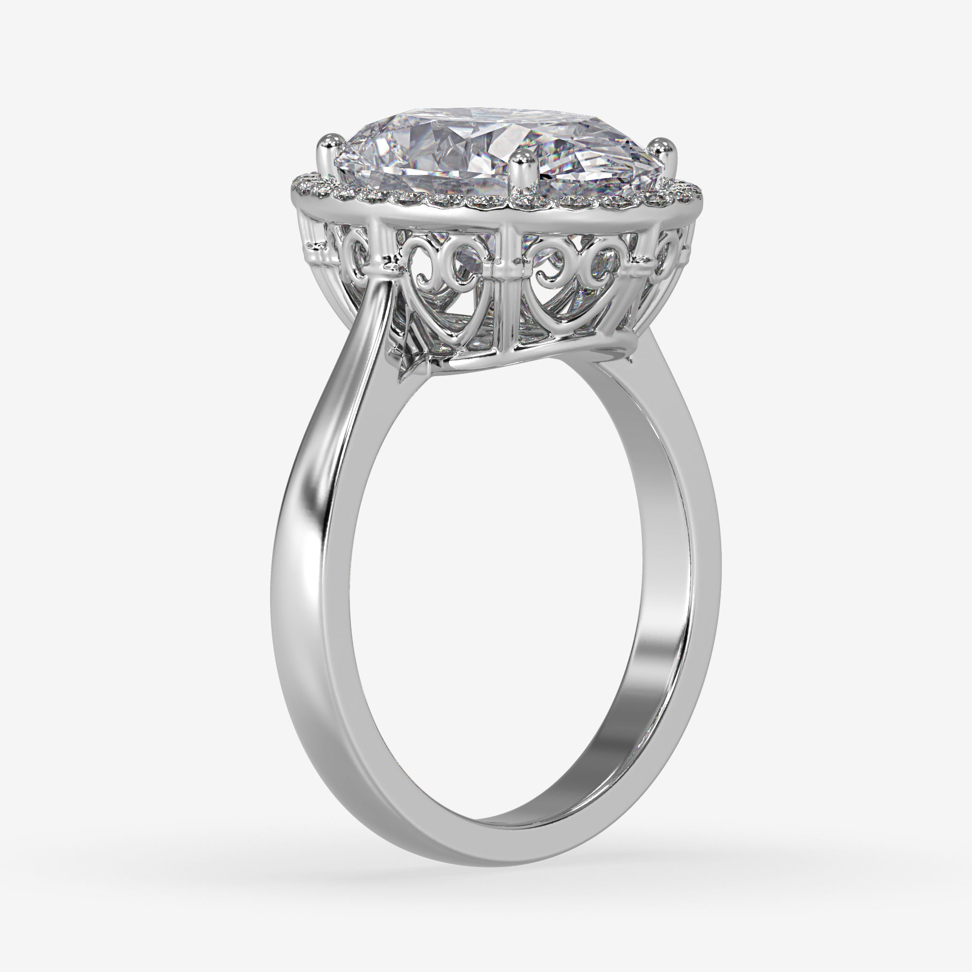 CJ-0142 oval diamond ring in rose gold 3D print model_9