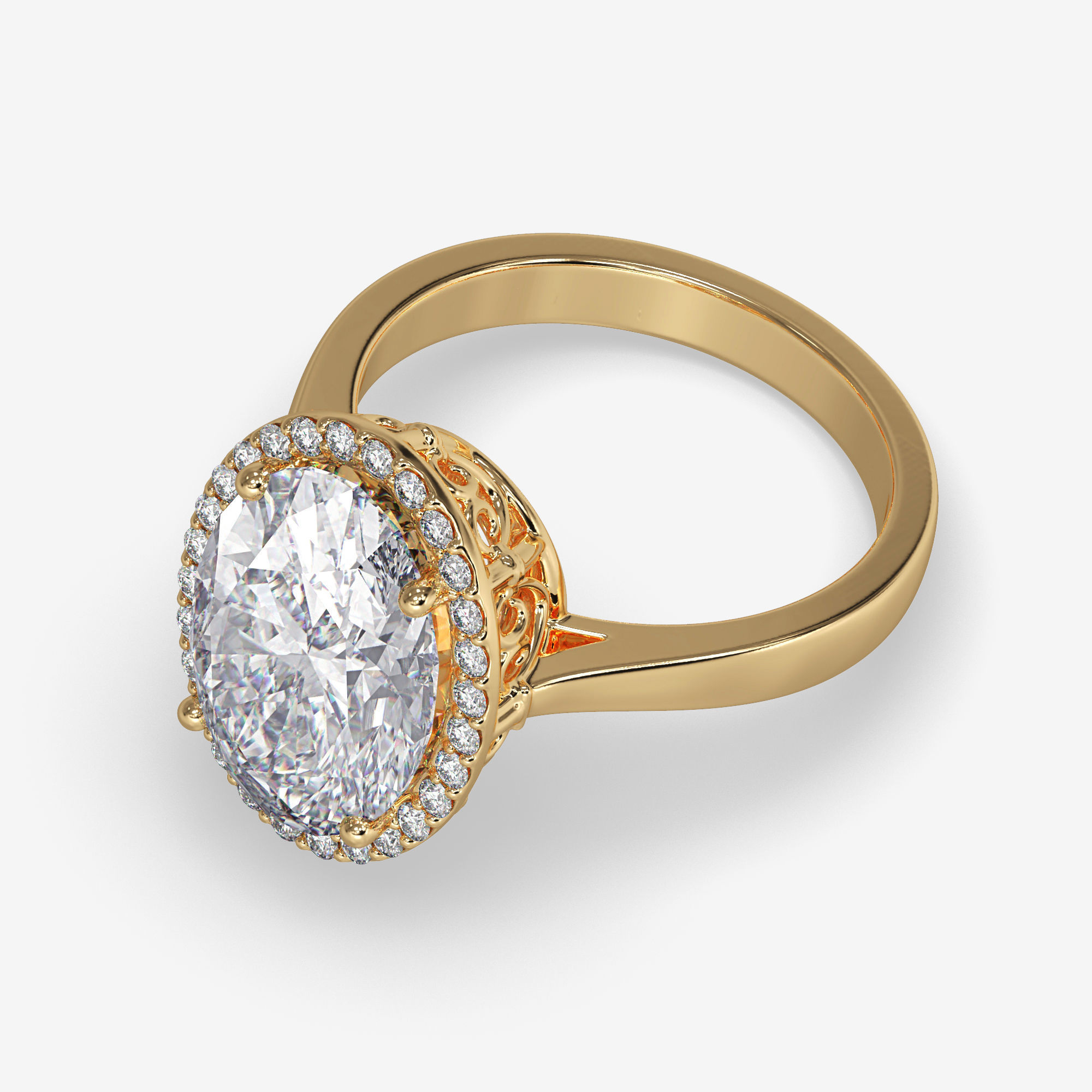 CJ-0142 oval diamond ring in rose gold 3D print model_11