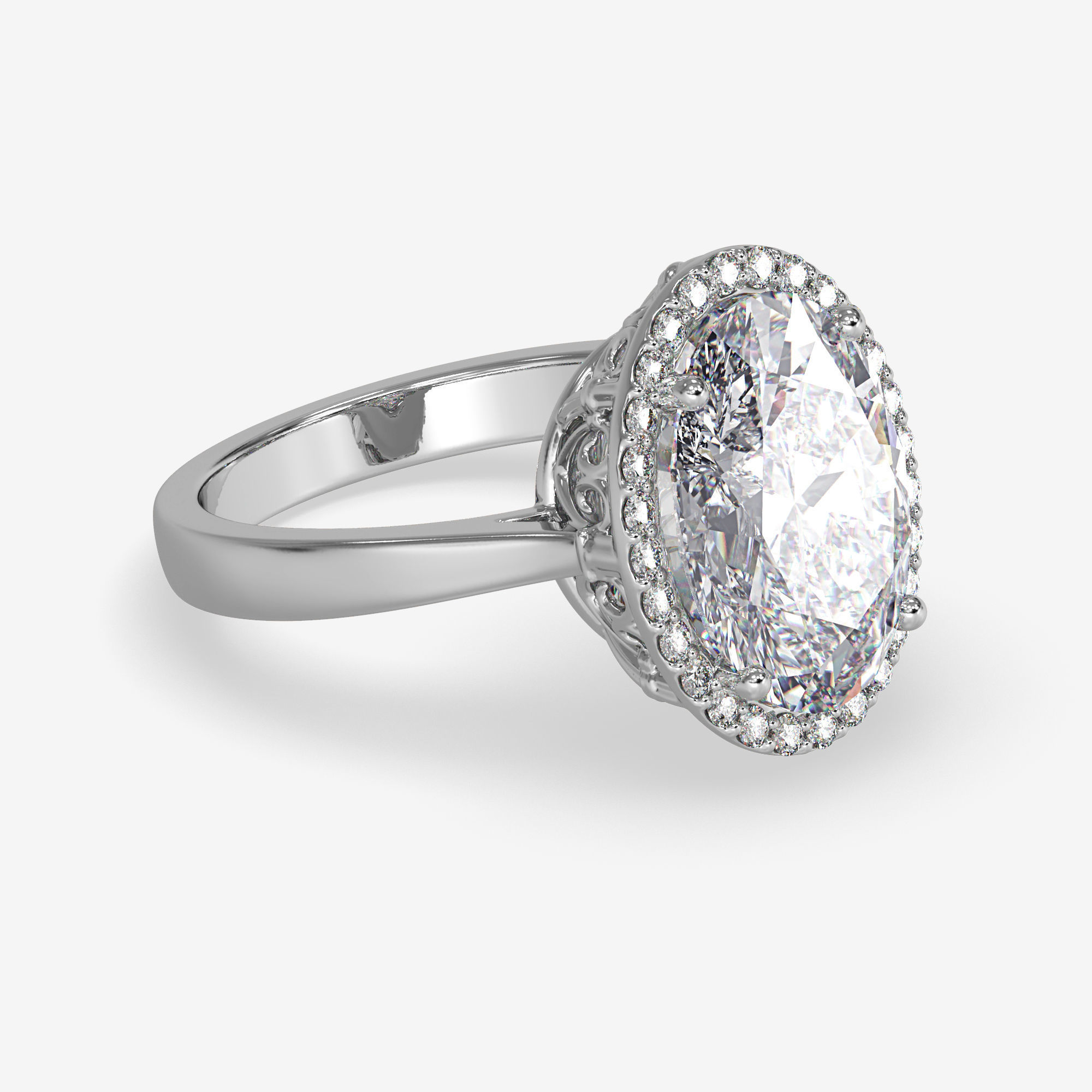 CJ-0142 oval diamond ring in rose gold 3D print model_2