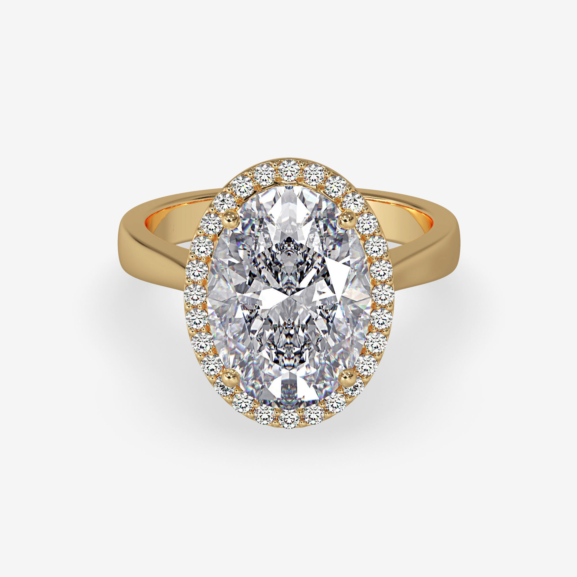 CJ-0142 oval diamond ring in rose gold 3D print model_10