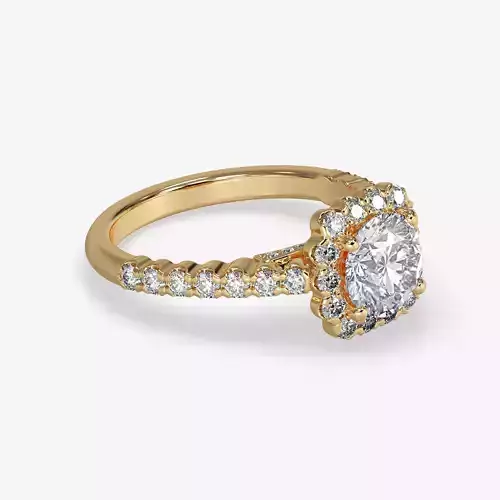 CJ-0140 halo engagement ring gold