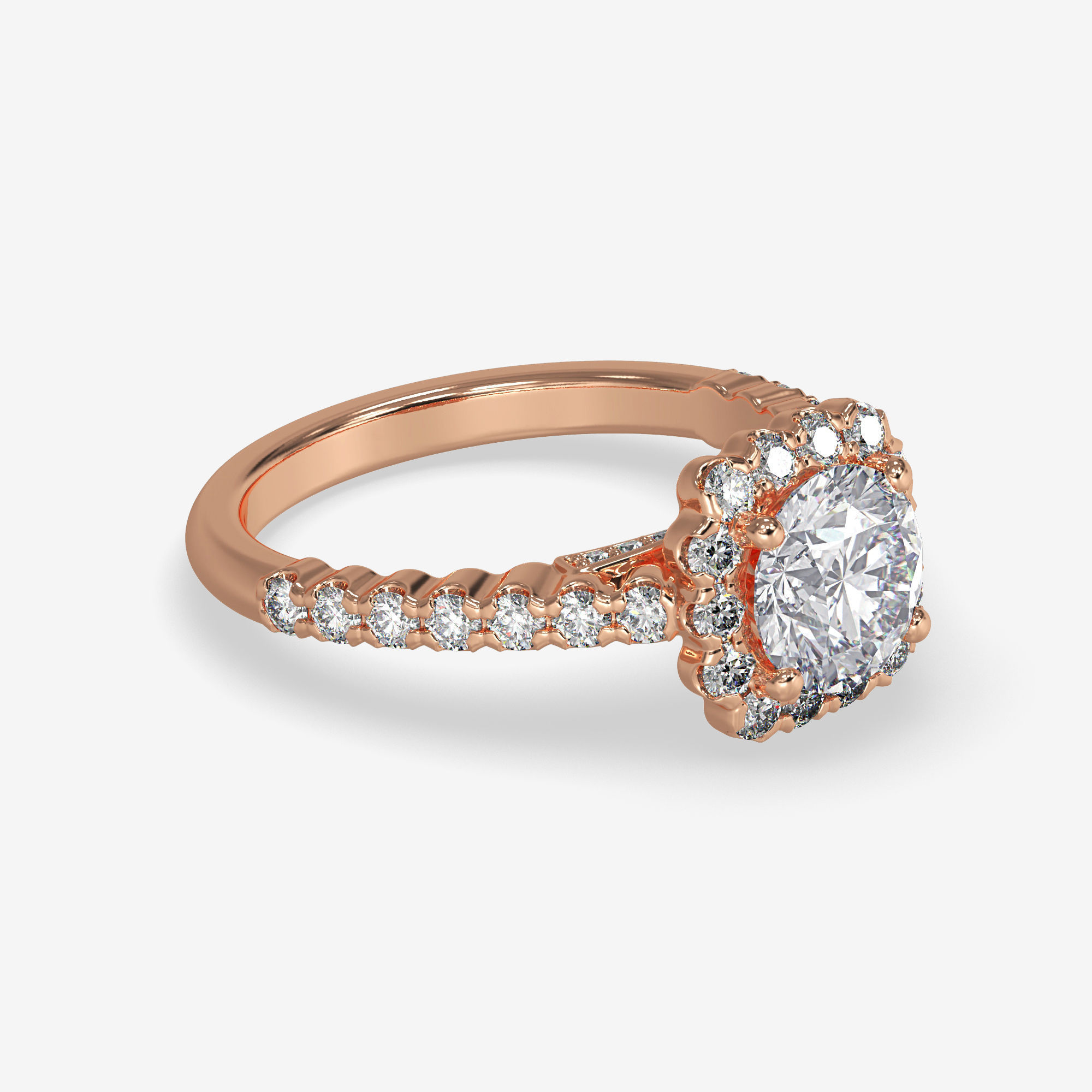 CJ-0140 halo engagement ring gold 3D print model_1