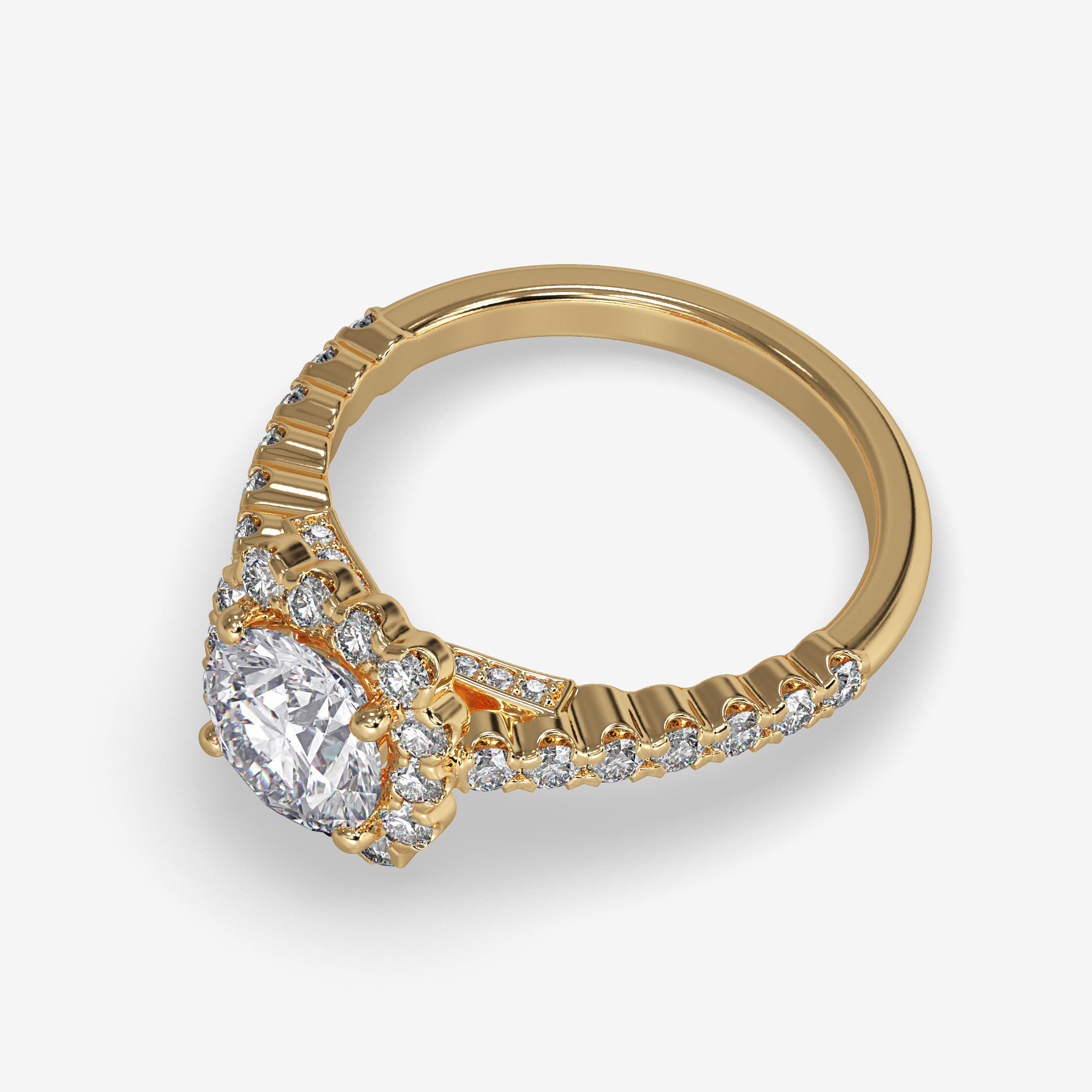 CJ-0140 halo engagement ring gold 3D print model_11