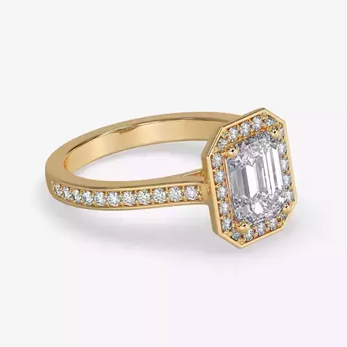 CJ-0138 emerald cut diamond engagement ring in rose gold