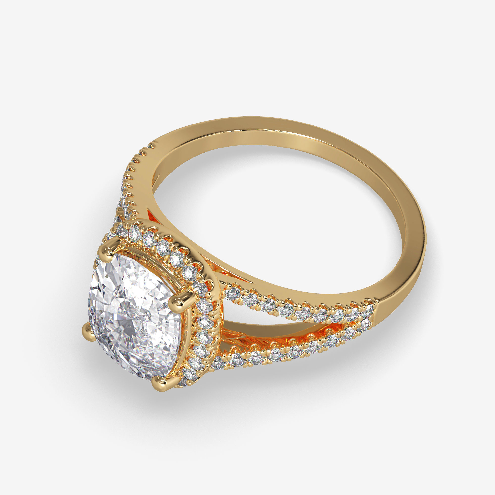CJ-0137 halo engagement ring in rose gold 3D print model_11