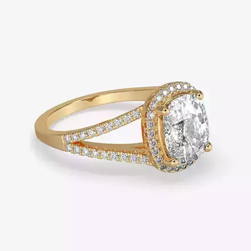 CJ-0137 halo engagement ring in rose gold