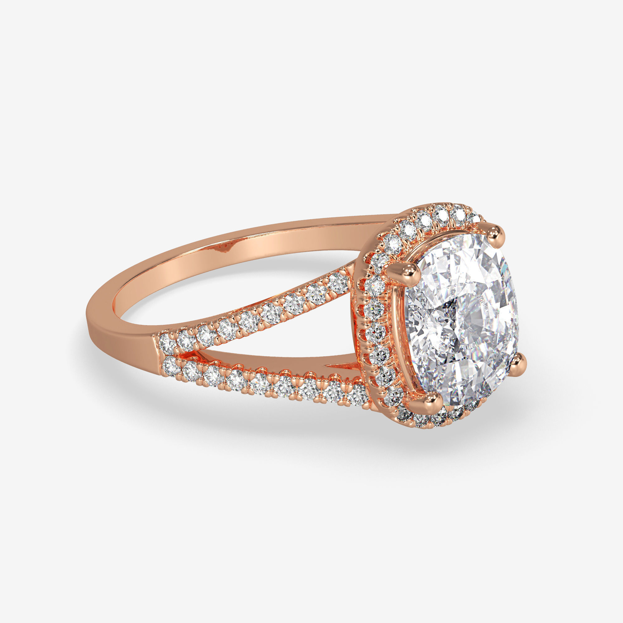 CJ-0137 halo engagement ring in rose gold 3D print model_1